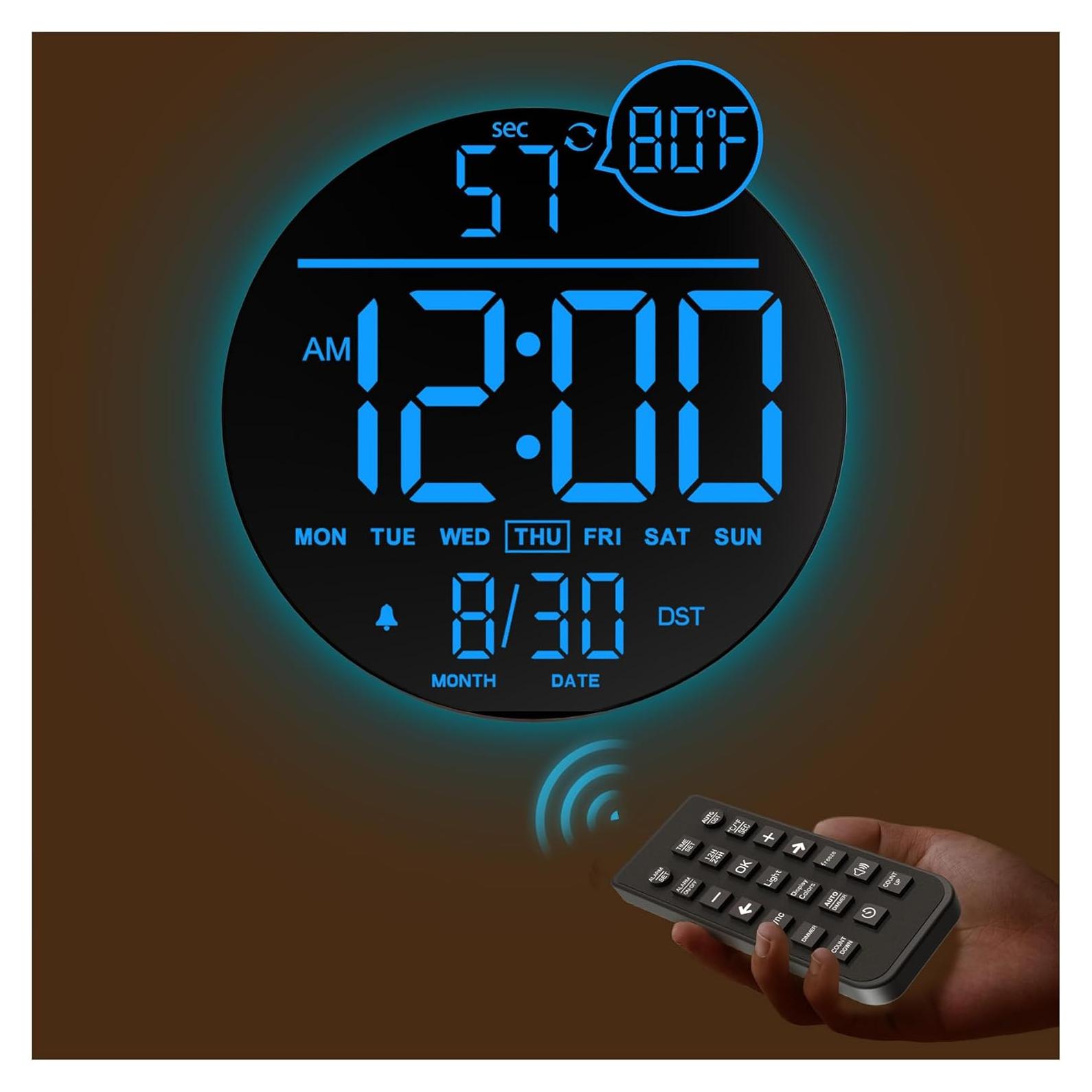 Reloj de Pared Digital JALL PH10 25.4cm LED RGB con Alarma