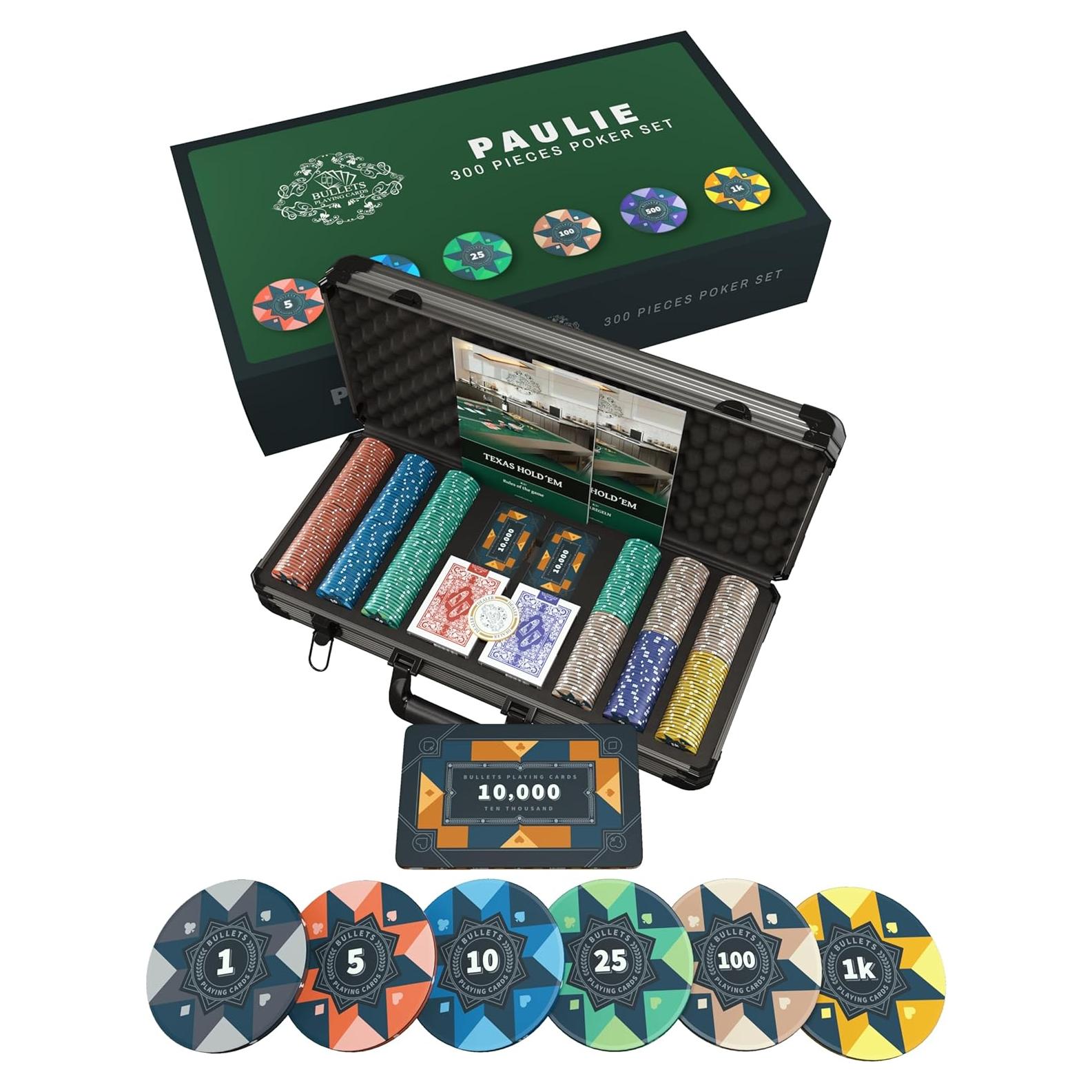 Set de Poker Bullets con 300 Fichas de Cerámica y Estuche