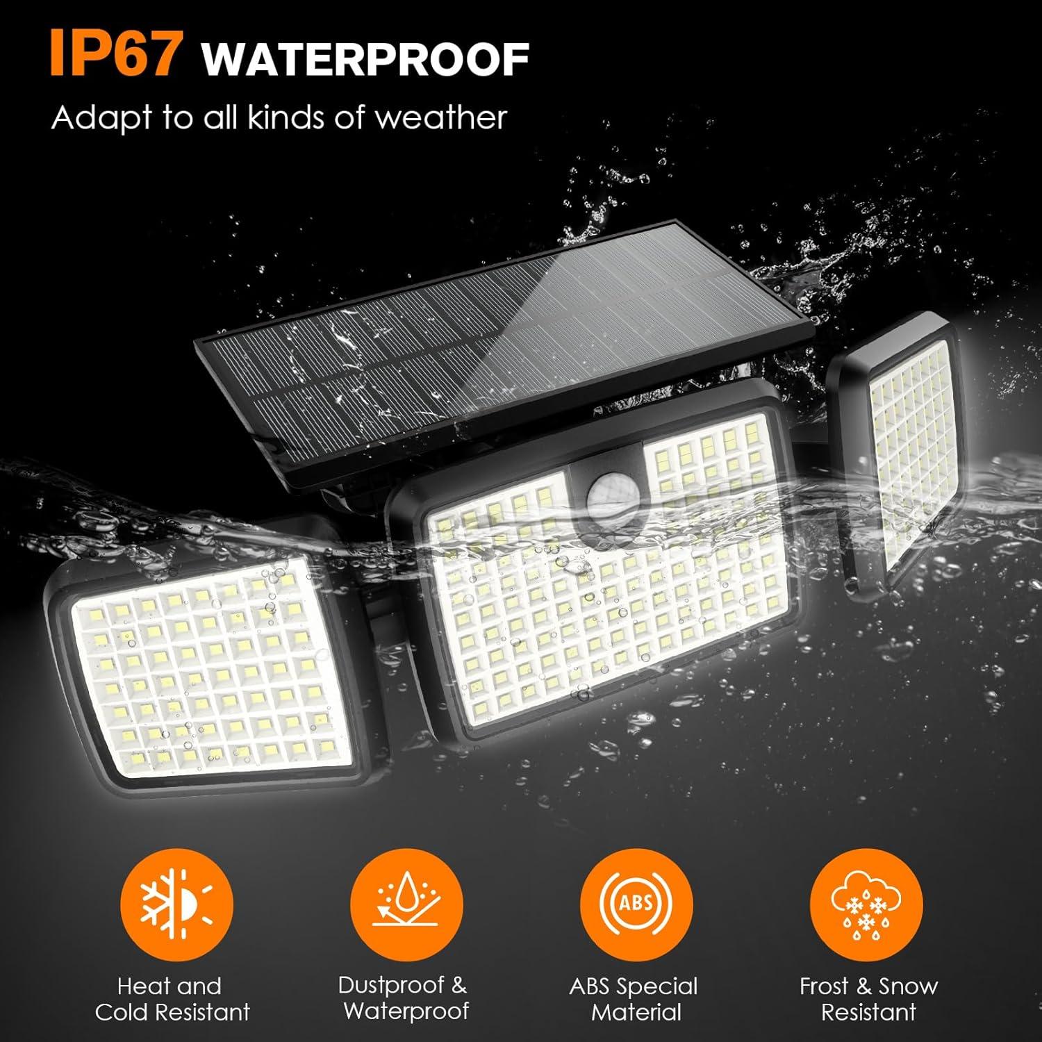 Luces Solares Exteriores Mihani 232 LEDs Carga Rápida 2 Pcs