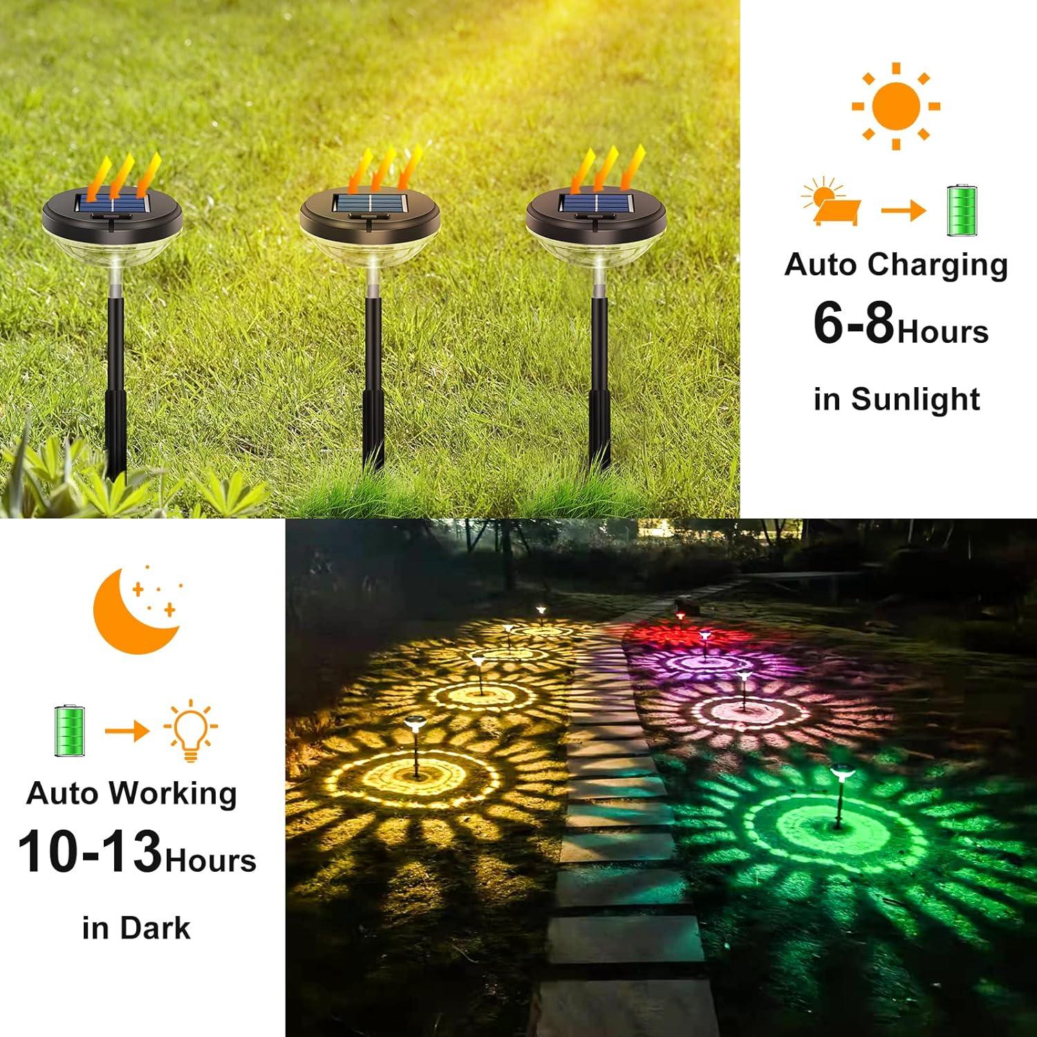 Luces Solares de Camino Nupostai 8 Paquete LED IP67 Multicolor