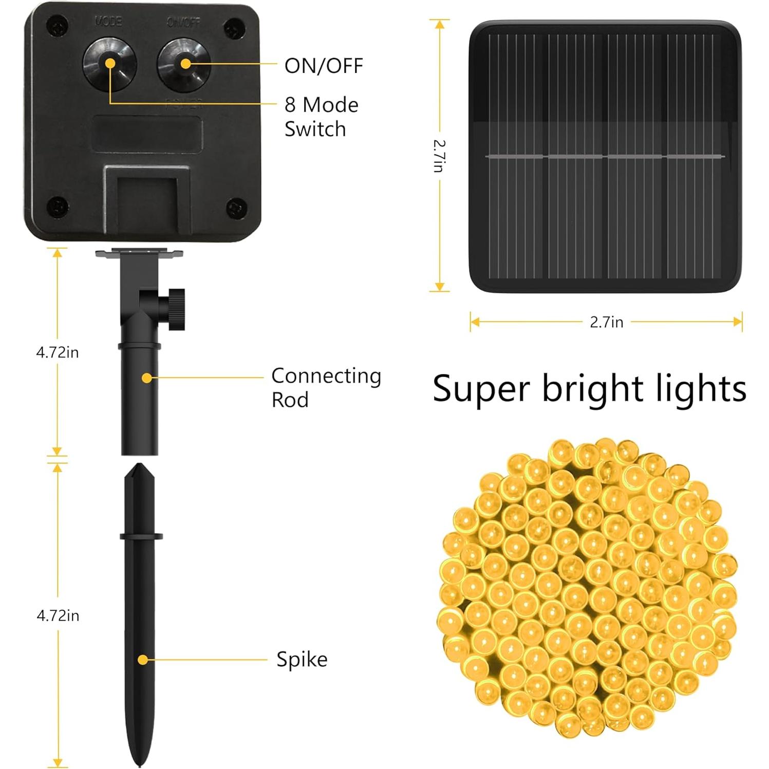 Luces de Cadena Solares Flechllary 11.89m 100 LED Blanco Cálido