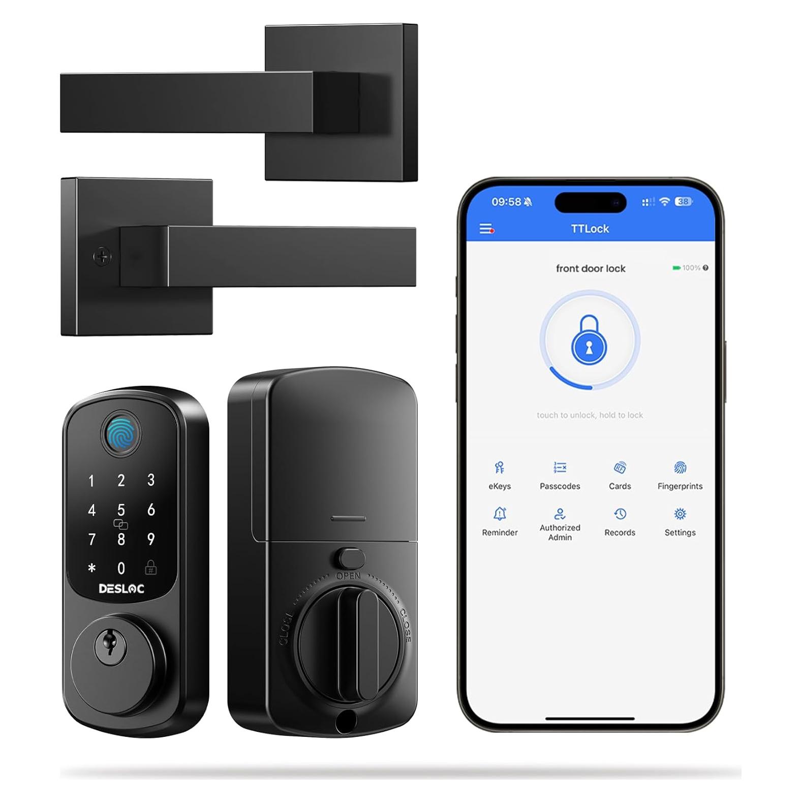 Cerradura Inteligente DESLOC B200 con Huella Dactilar y Manijas