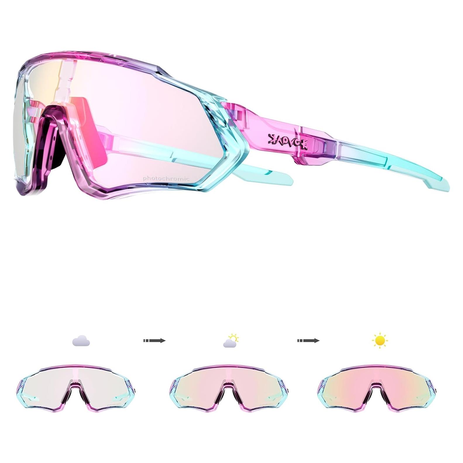Gafas de Ciclismo KAPVOE Fotoquímicas UV400 Rosa