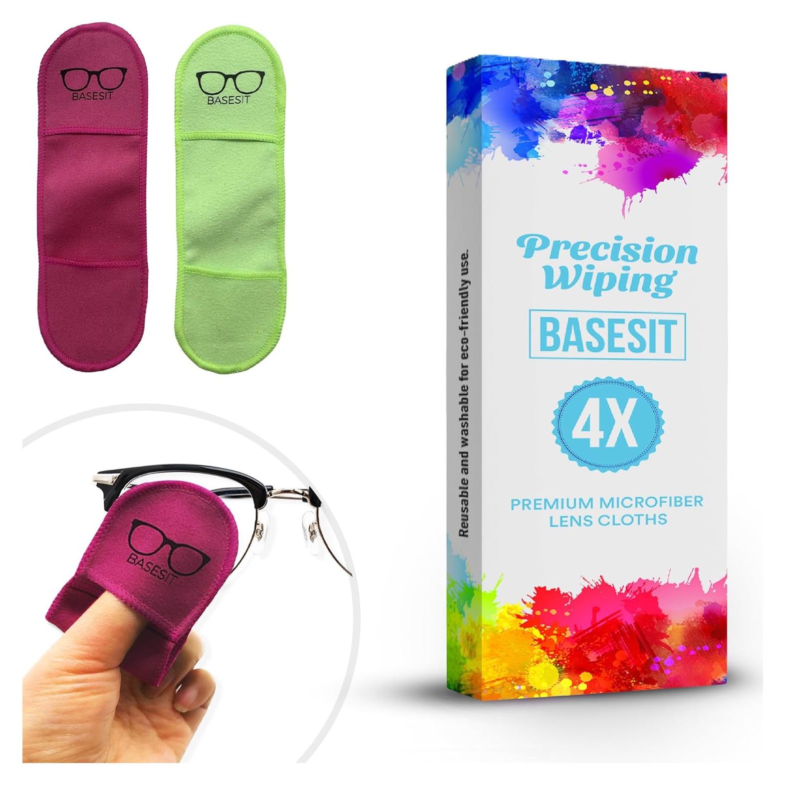 Paño Limpiador de Gafas Basesit 4 Pack Microfibra Rosa/Verde