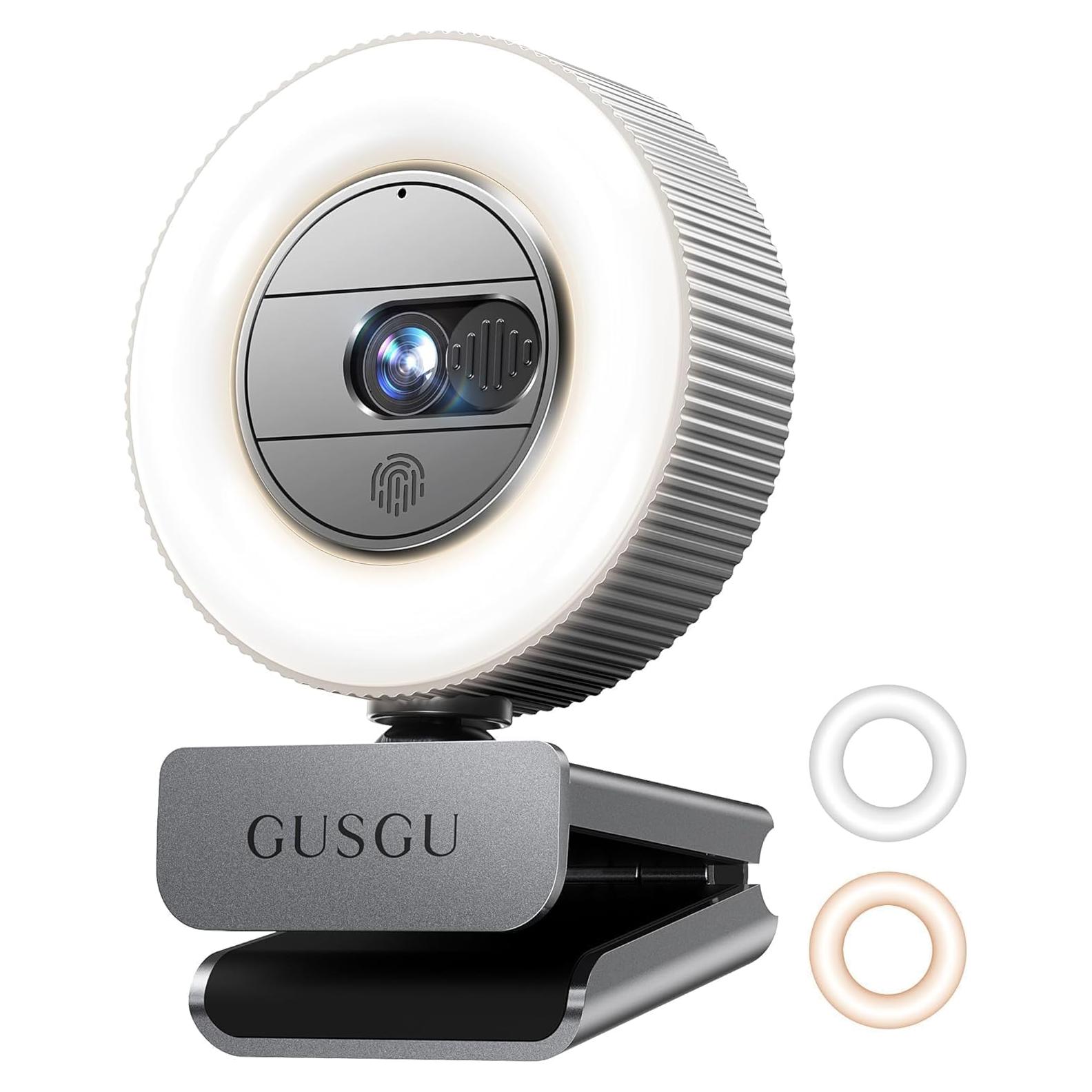 Cámara Web GUSGU G910 2K Quad HD con Micrófono y Luz