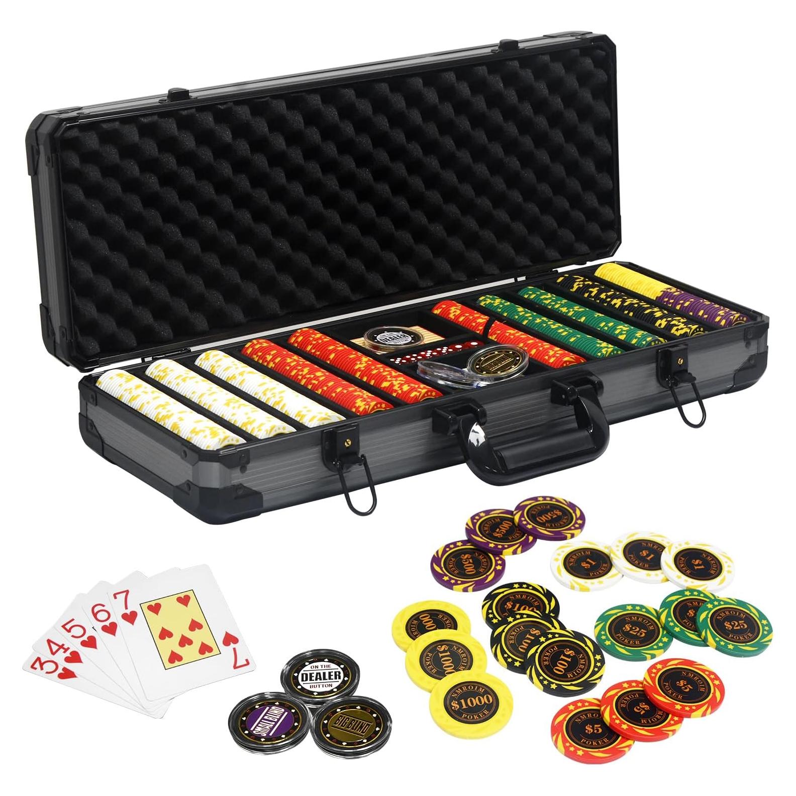 Juego de Fichas de Póker Nmroim 500 Piezas Arcilla