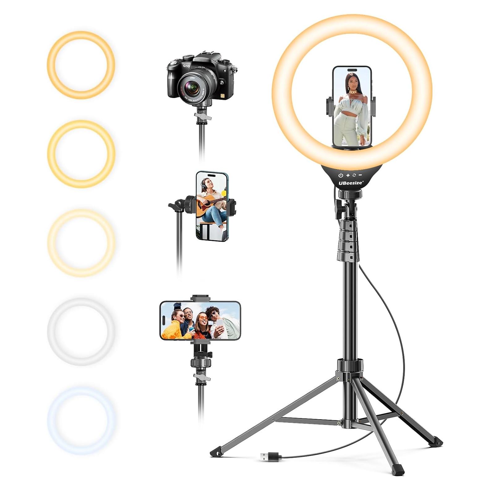 Luz de Anillo UBeesize 30 cm con Trípode 187 cm para Selfies