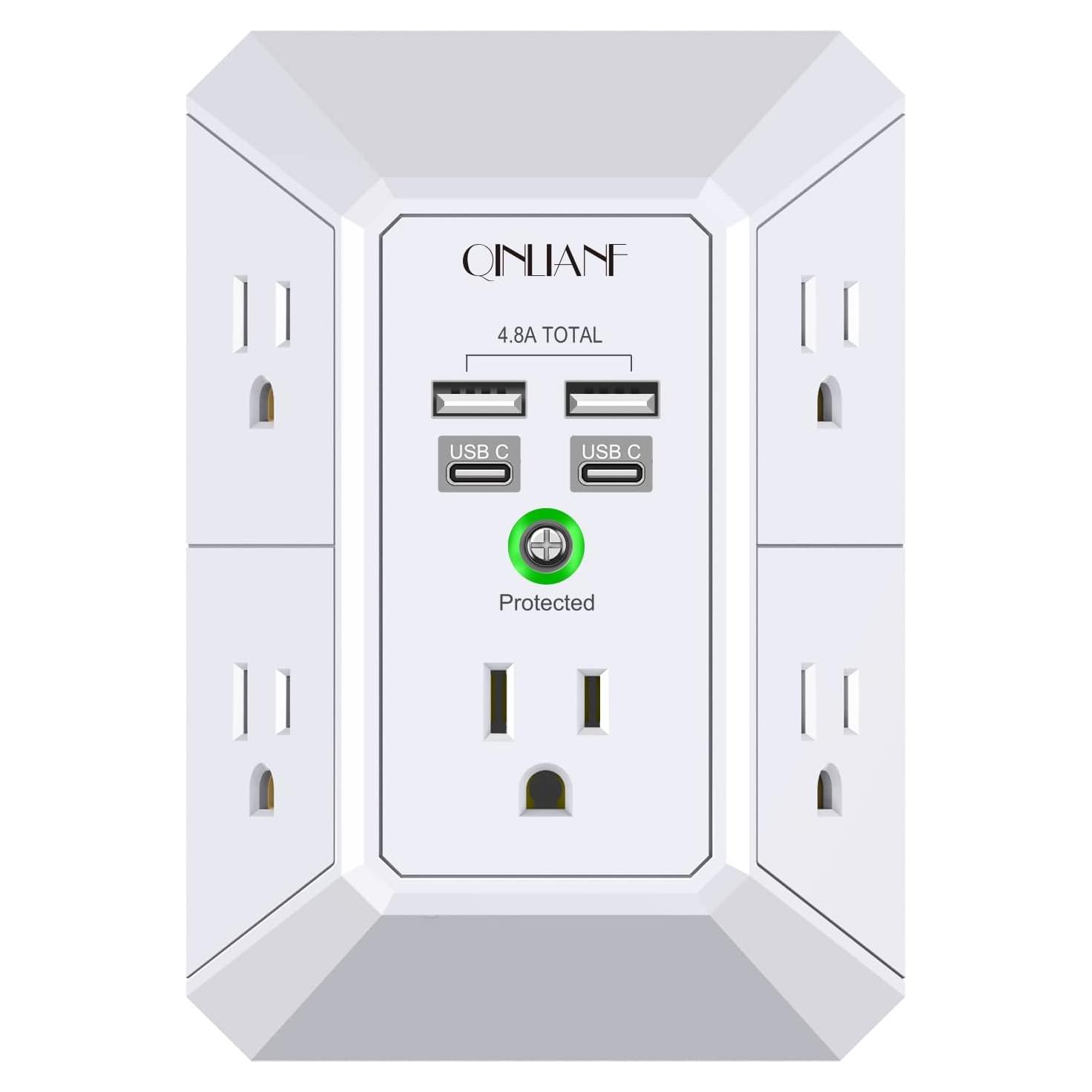 Cargador de pared USB QINLIANF 5 salidas 4.8A blanco