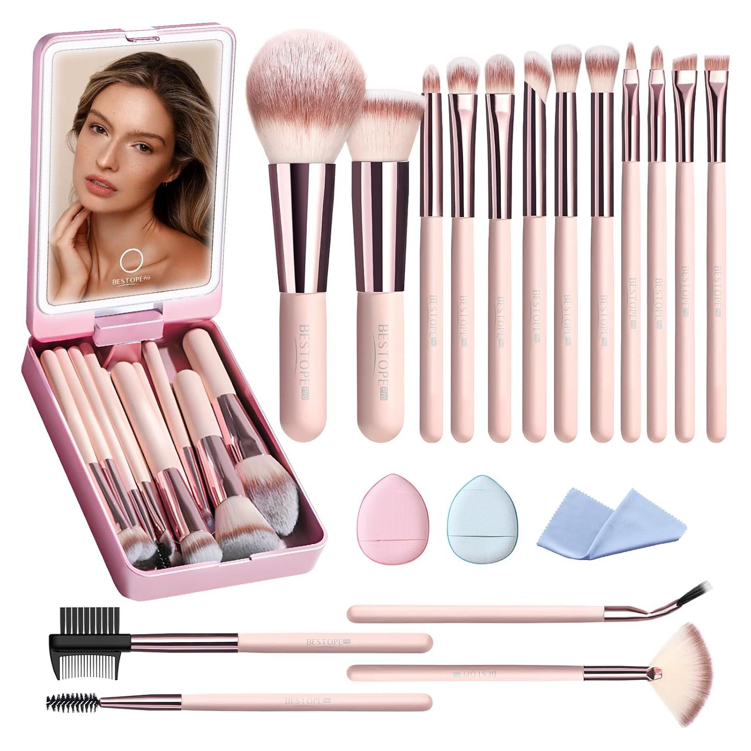 Juego de Pinceles de Maquillaje BESTOPE 20 Piezas Rosa