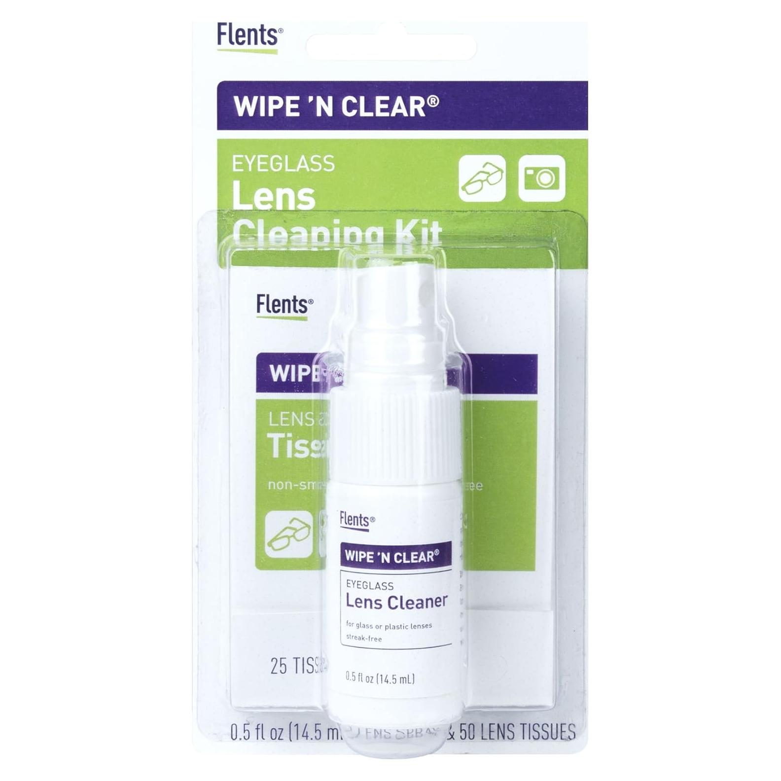 Kit de limpieza de lentes Flents Wipe'N Clear con 50 toallitas