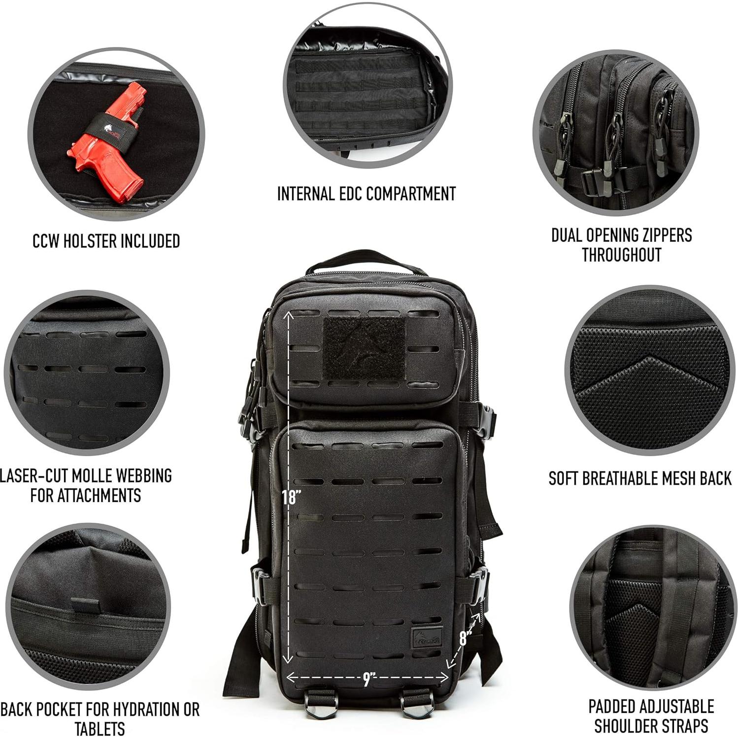 Mochila táctica WOLF TACTICAL 24L EDC compacta y ligera