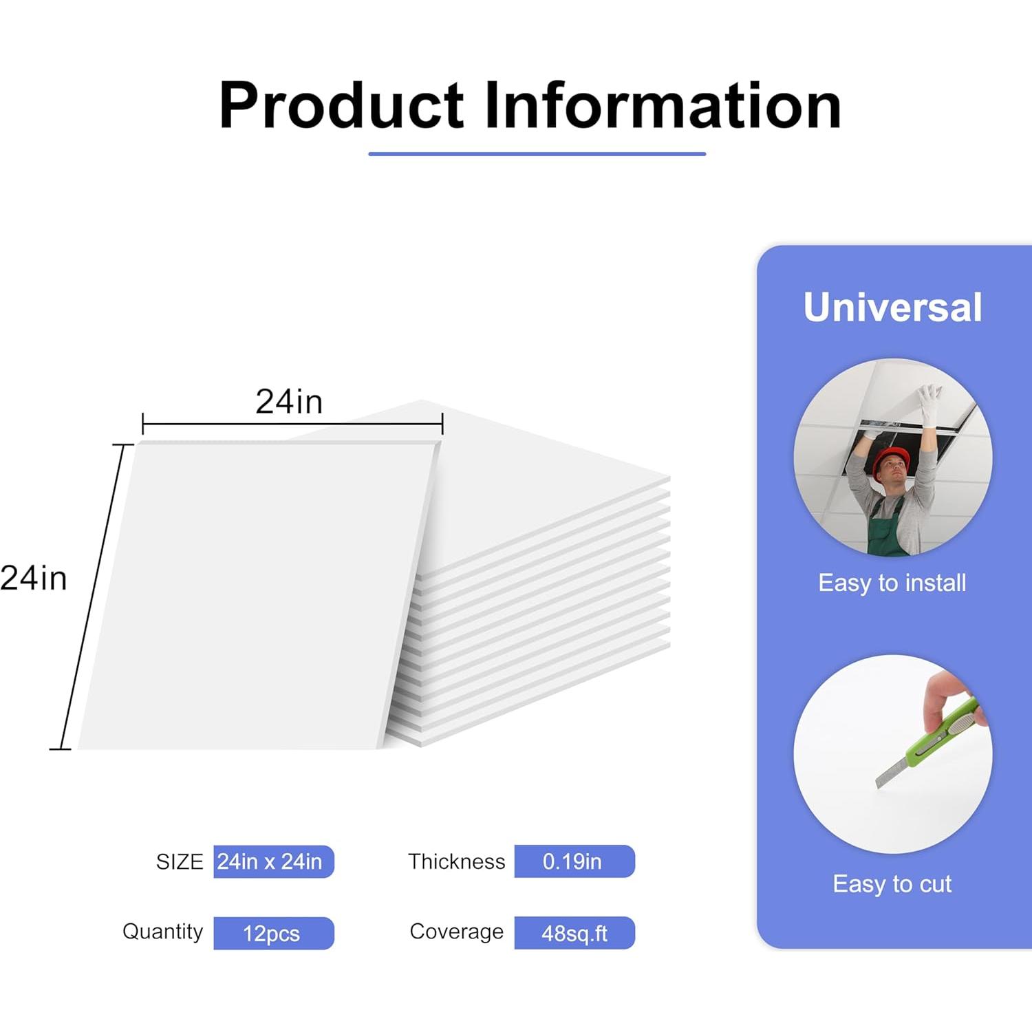 Azulejos de Techo PVC IMXPW 61x61 cm Impermeables 12 Piezas