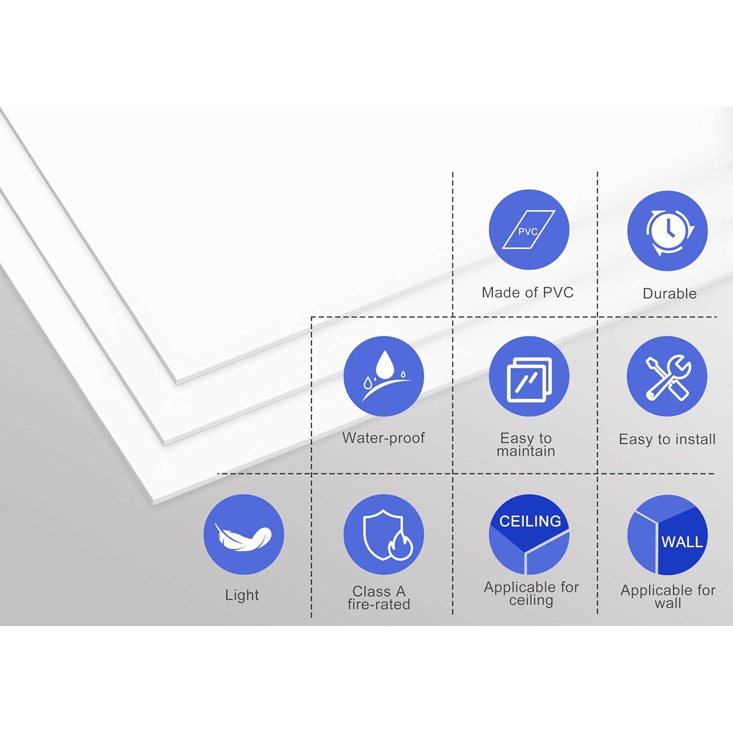 Azulejos de Techo PVC IMXPW 61x61 cm Impermeables 12 Piezas
