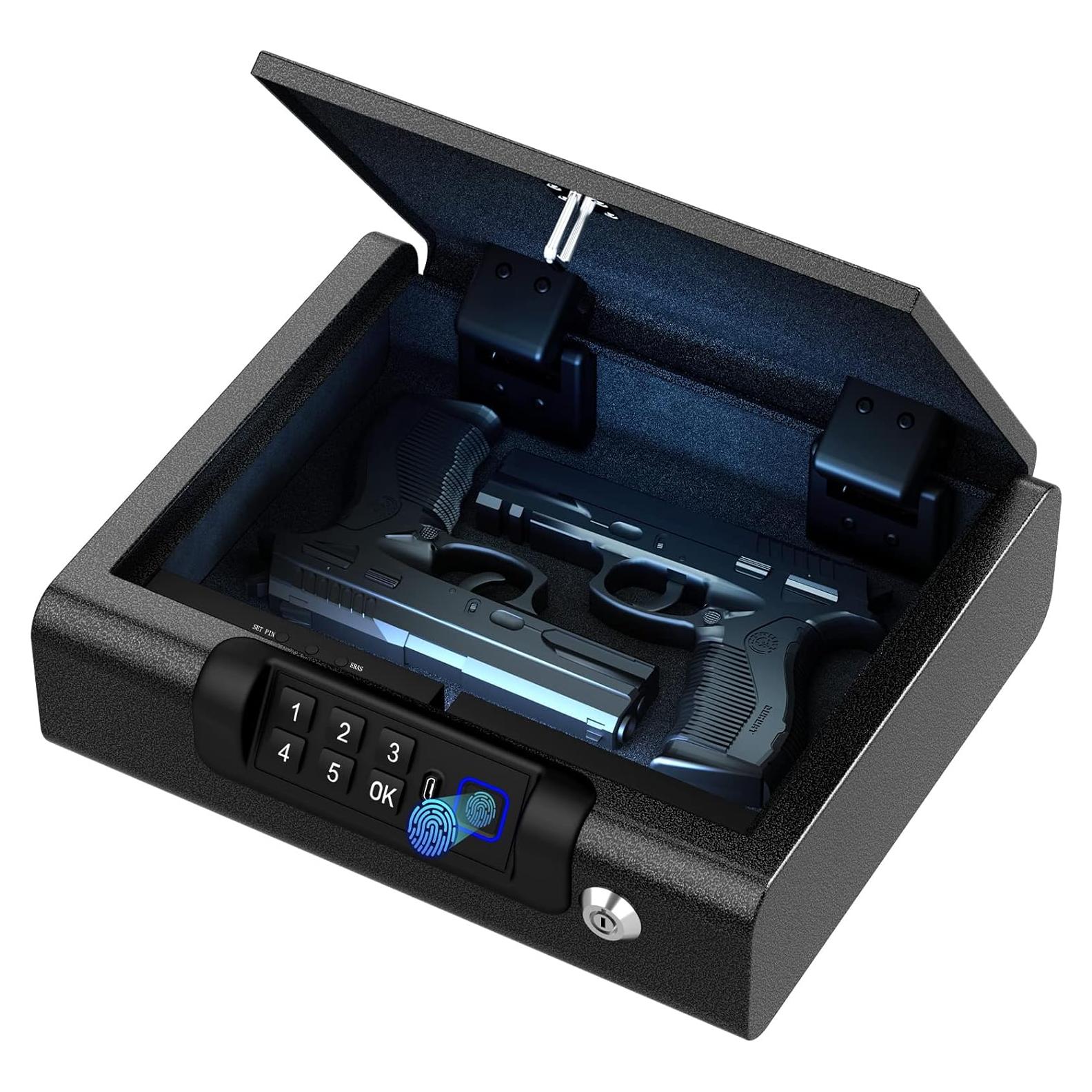 Caja Fuerte Biométrica BILLCONCH para 2 Pistolas Negra