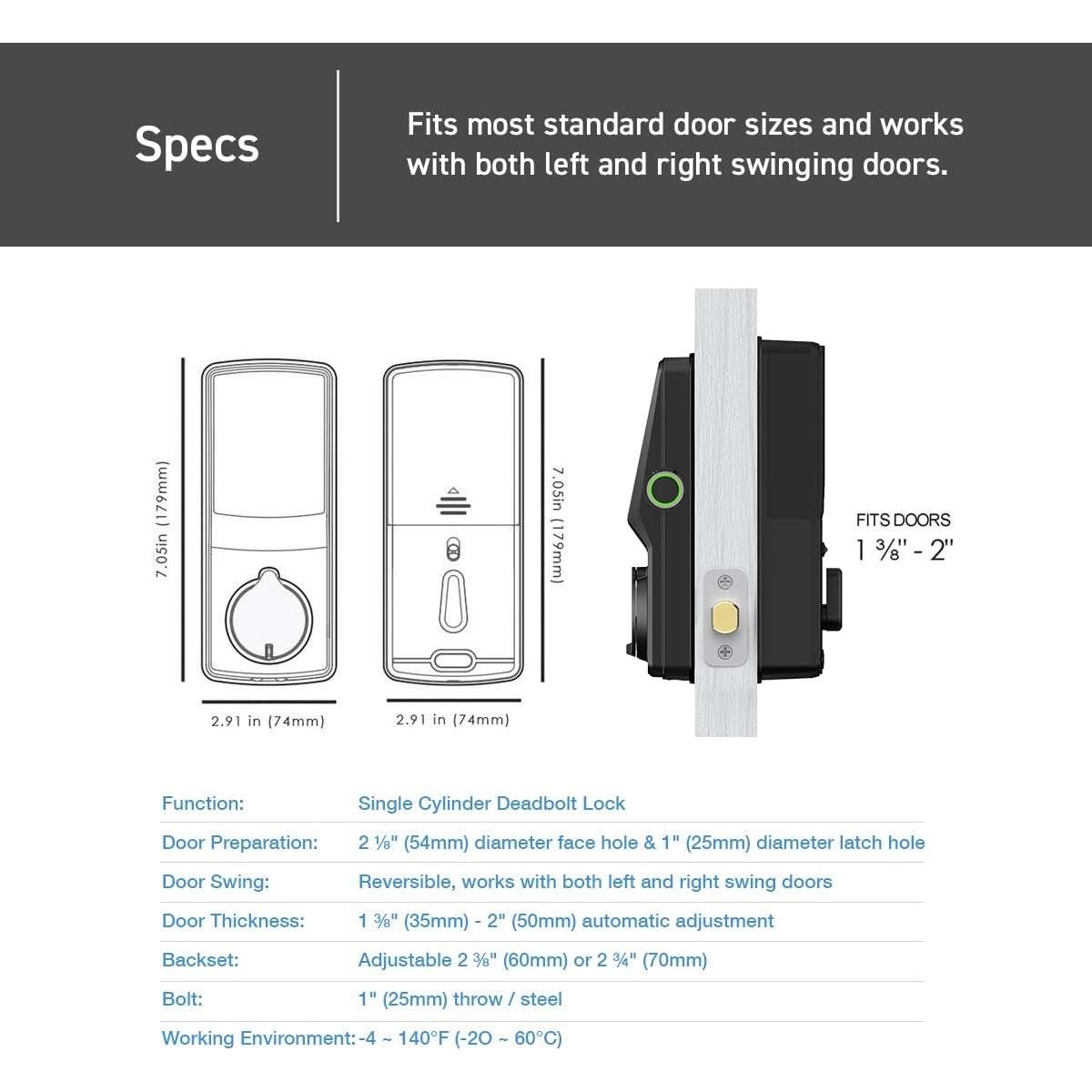 Cerradura Inteligente Lockly Secure Plus - Huella Dactilar Izquierda