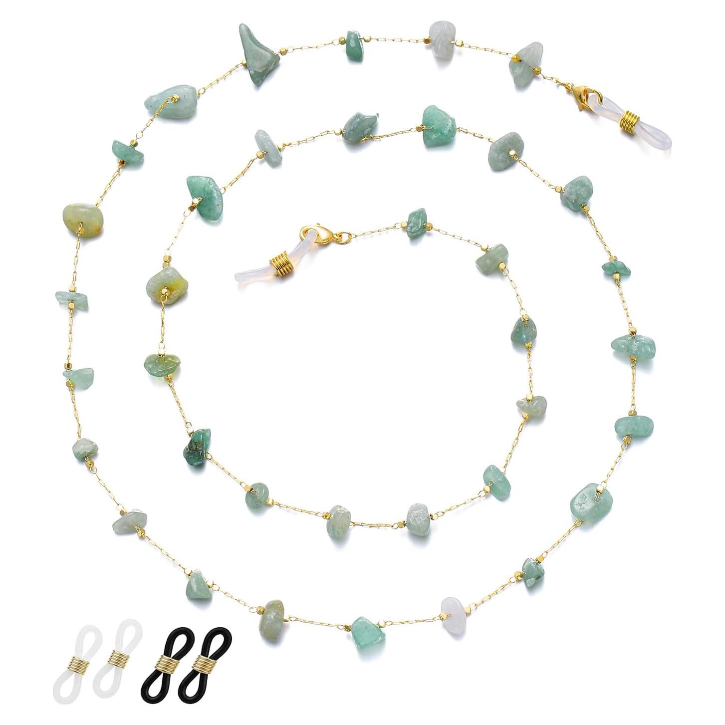 Cadena de Gafas Jade Verde para Mujeres con Soporte Antideslizante