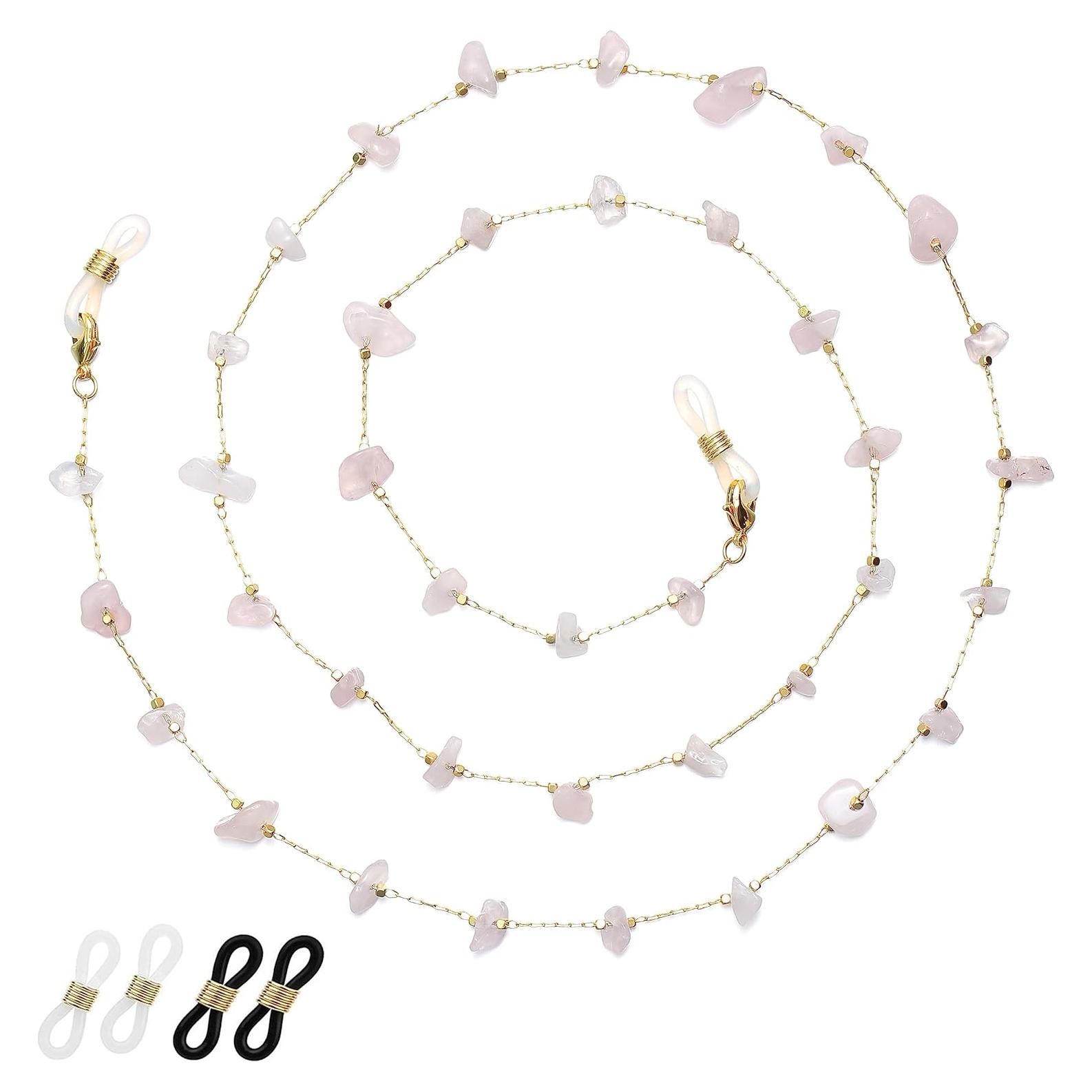 Cadena de Gafas para Mujeres Soporte de Cristal Rosa 71 cm