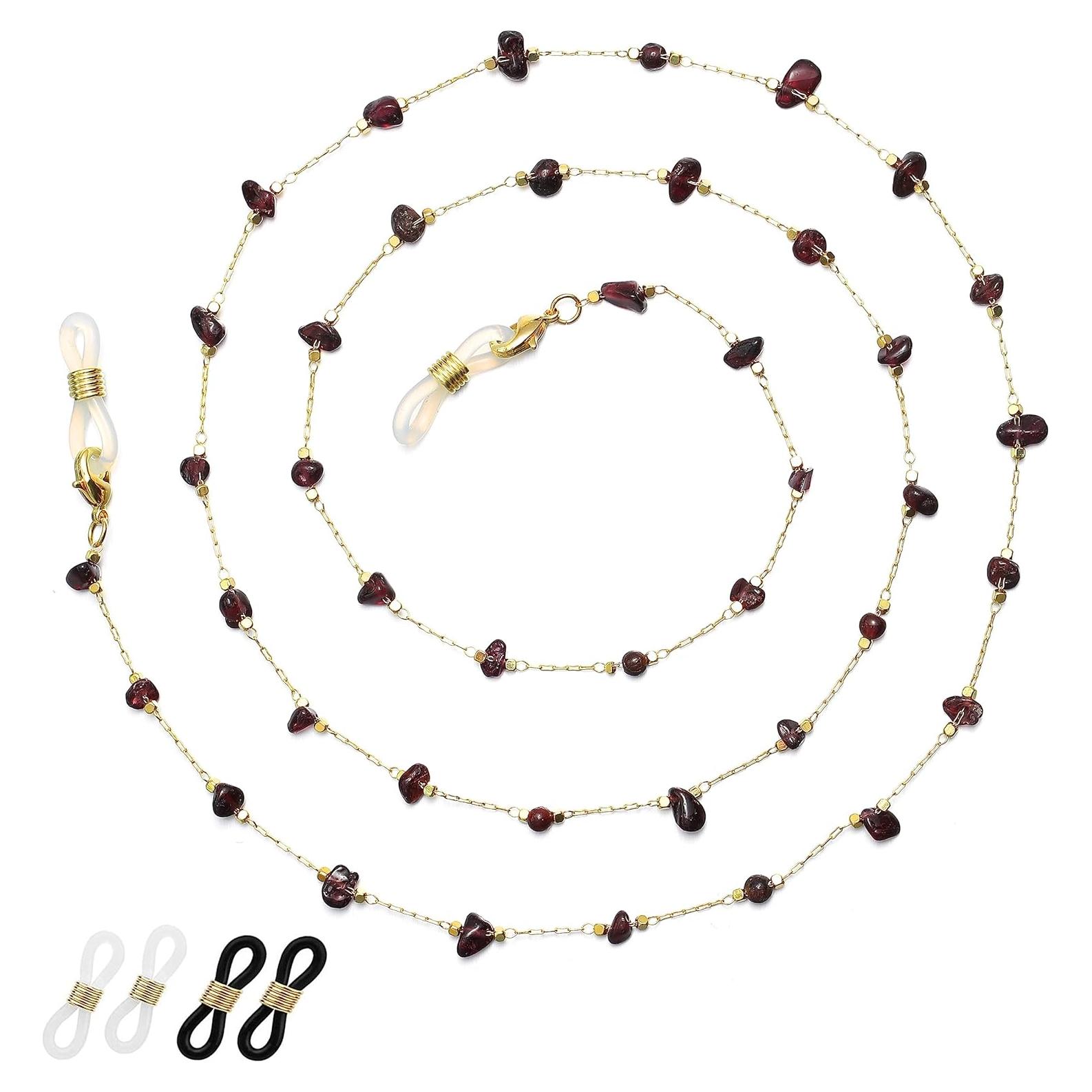 Cadena de Gafas para Mujeres Soporte de Cristal Granate