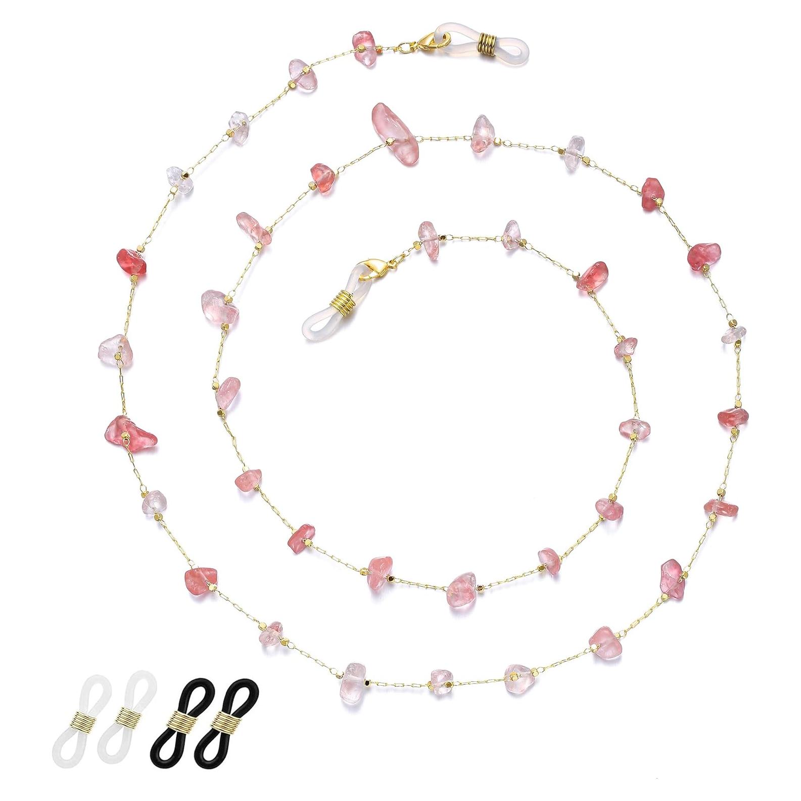 Cadena de Gafas para Mujeres Soporte de Cristal Rosa 71 cm