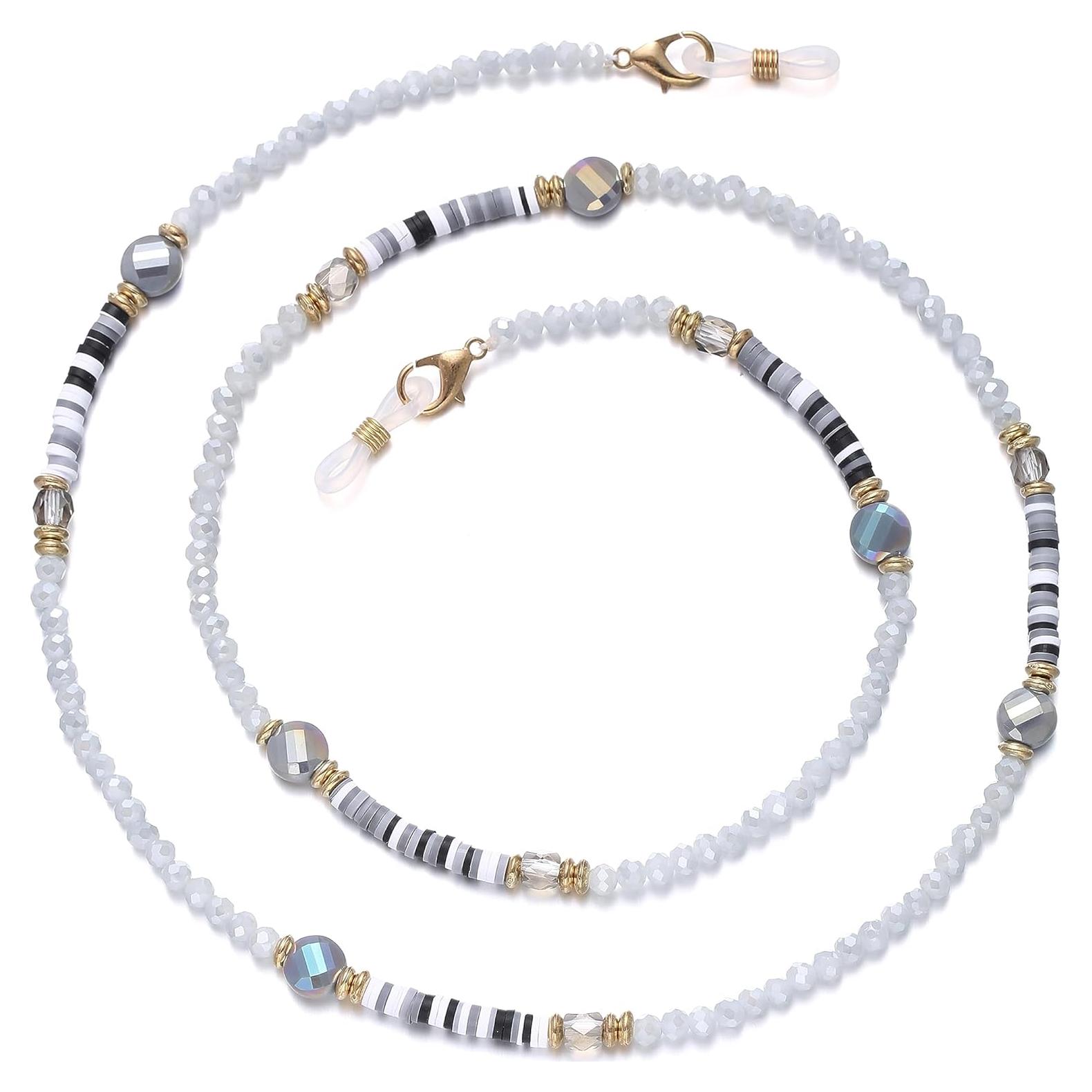 Cadena de Gafas de Perlas para Mujeres Gris Claro 71 cm