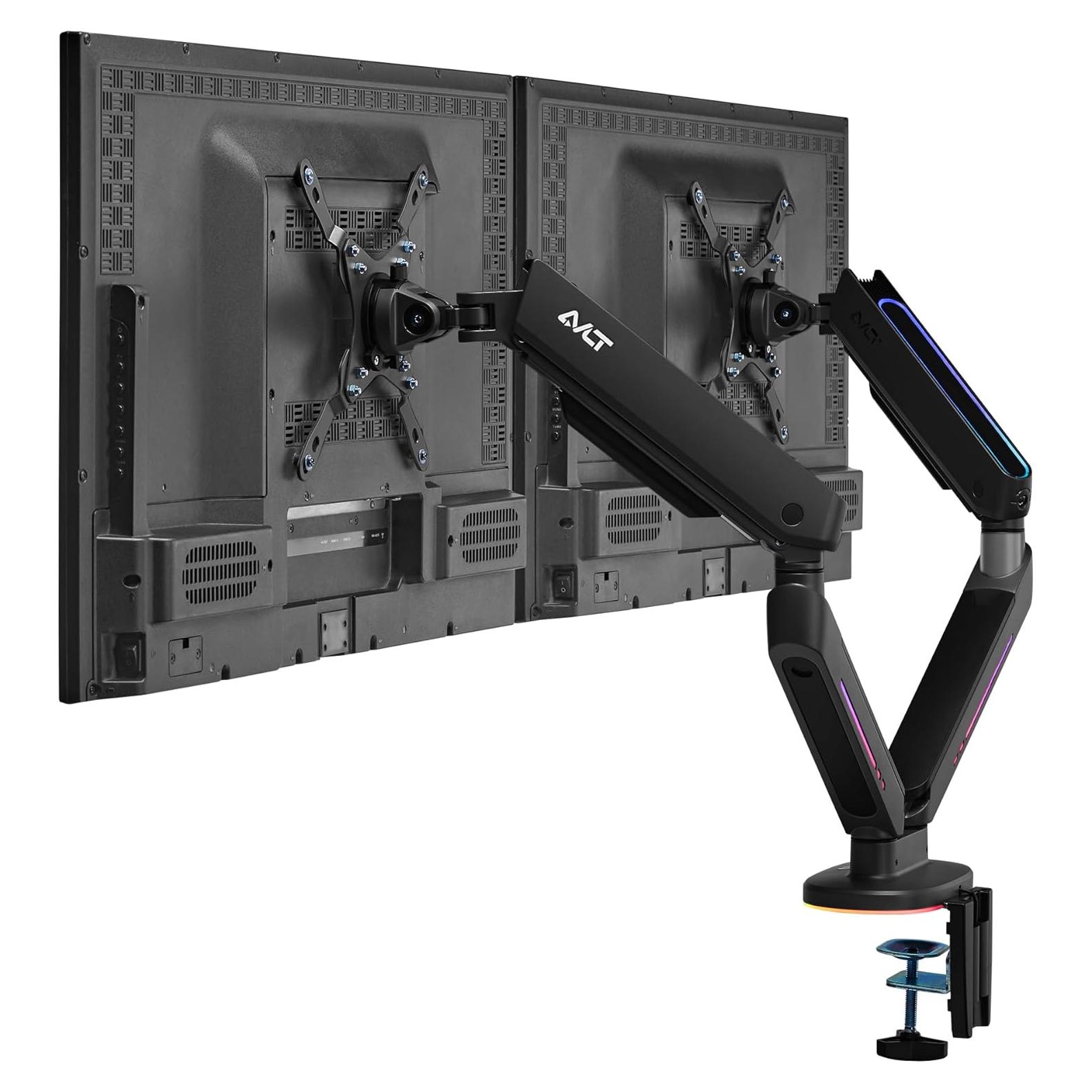 Soporte de Monitor Gaming AVLT Doble 27" a 43" RGB Ajustable