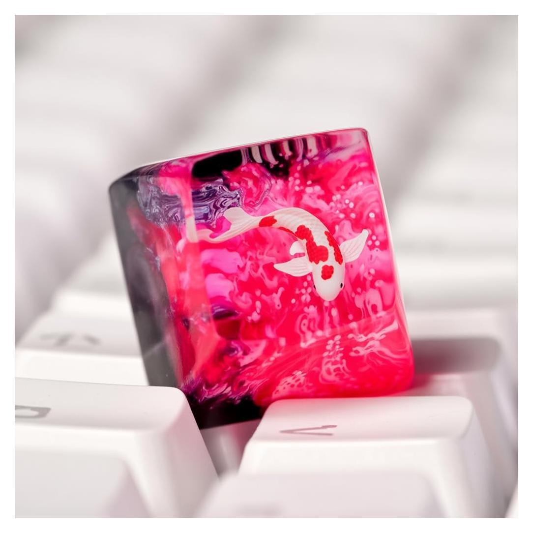Tapa de Teclado Artesanal XISZYS Koi Rosa 6x5 cm Resina