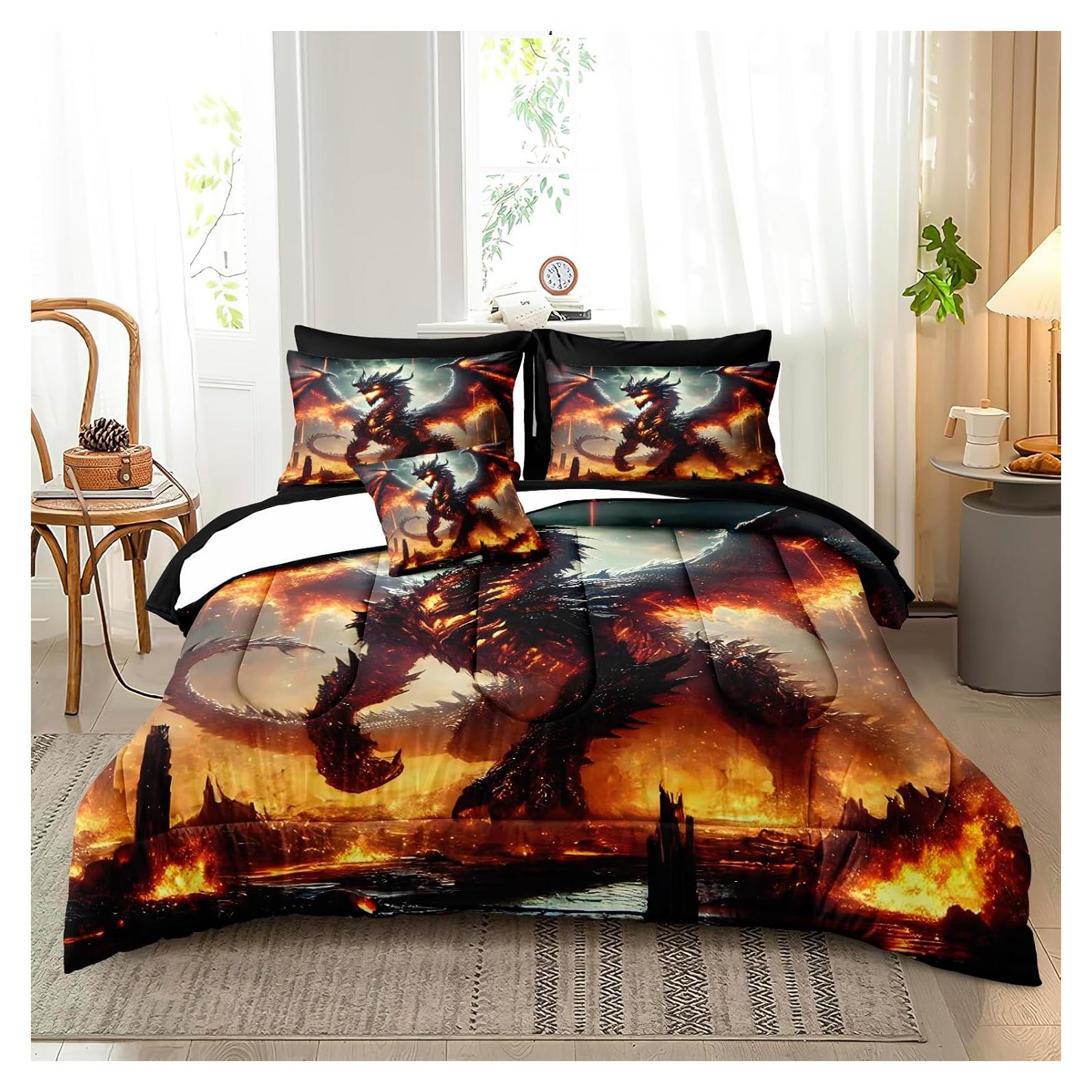 Juego de Ropa de Cama King Bedbay Dragón 3D 8 Piezas