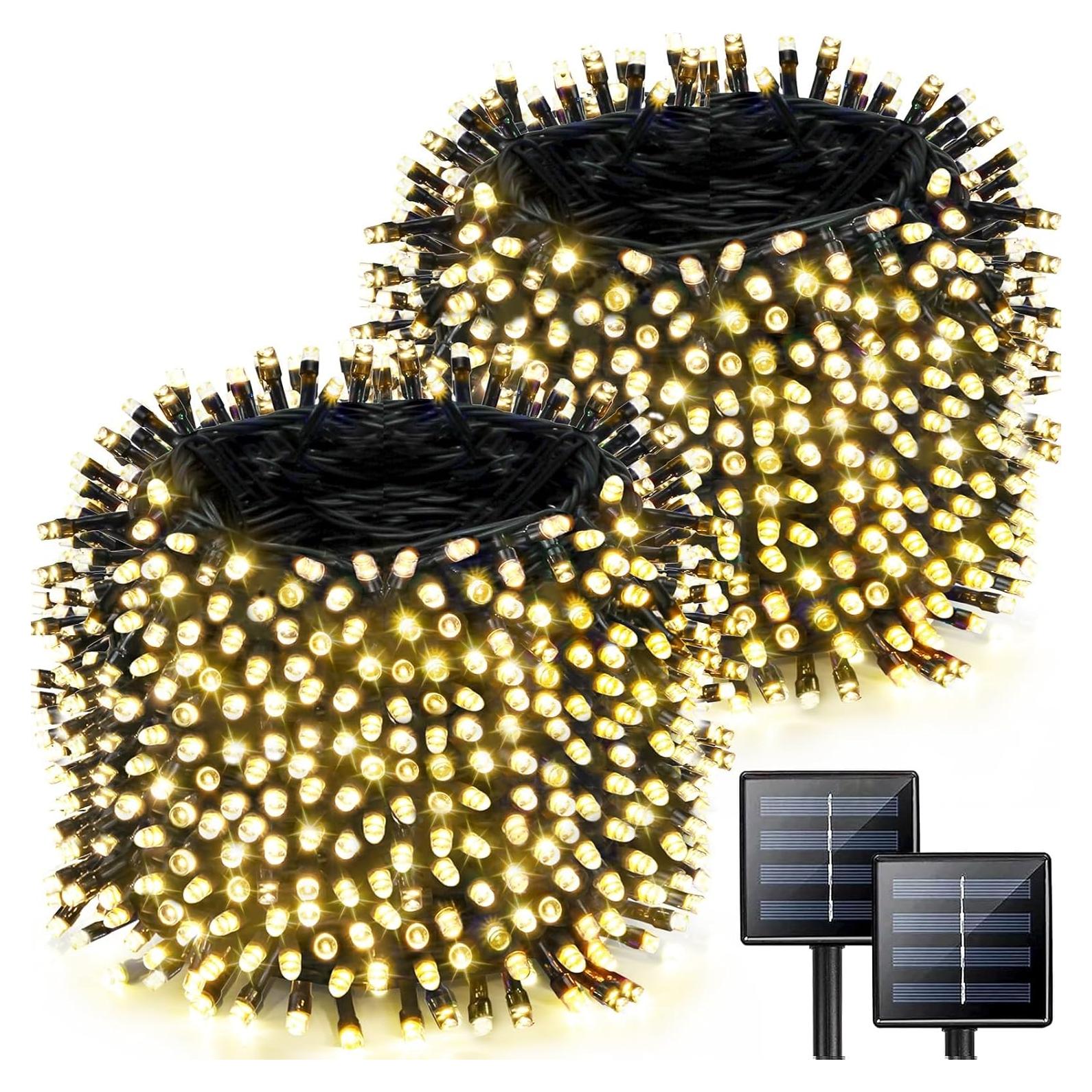 Paquete de 2 luces de cadena solares Albelt 51m 480 LED IP65