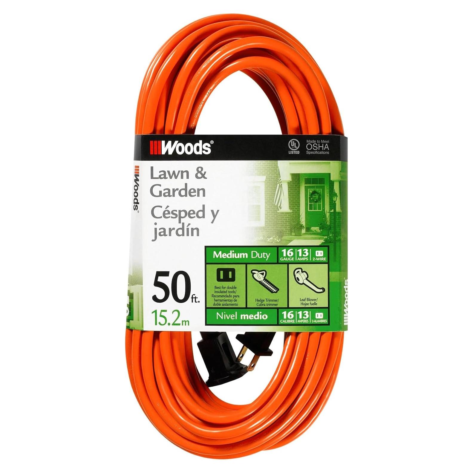 Cable de Extensión Woods 0723 16 AWG 15,24 m Naranja