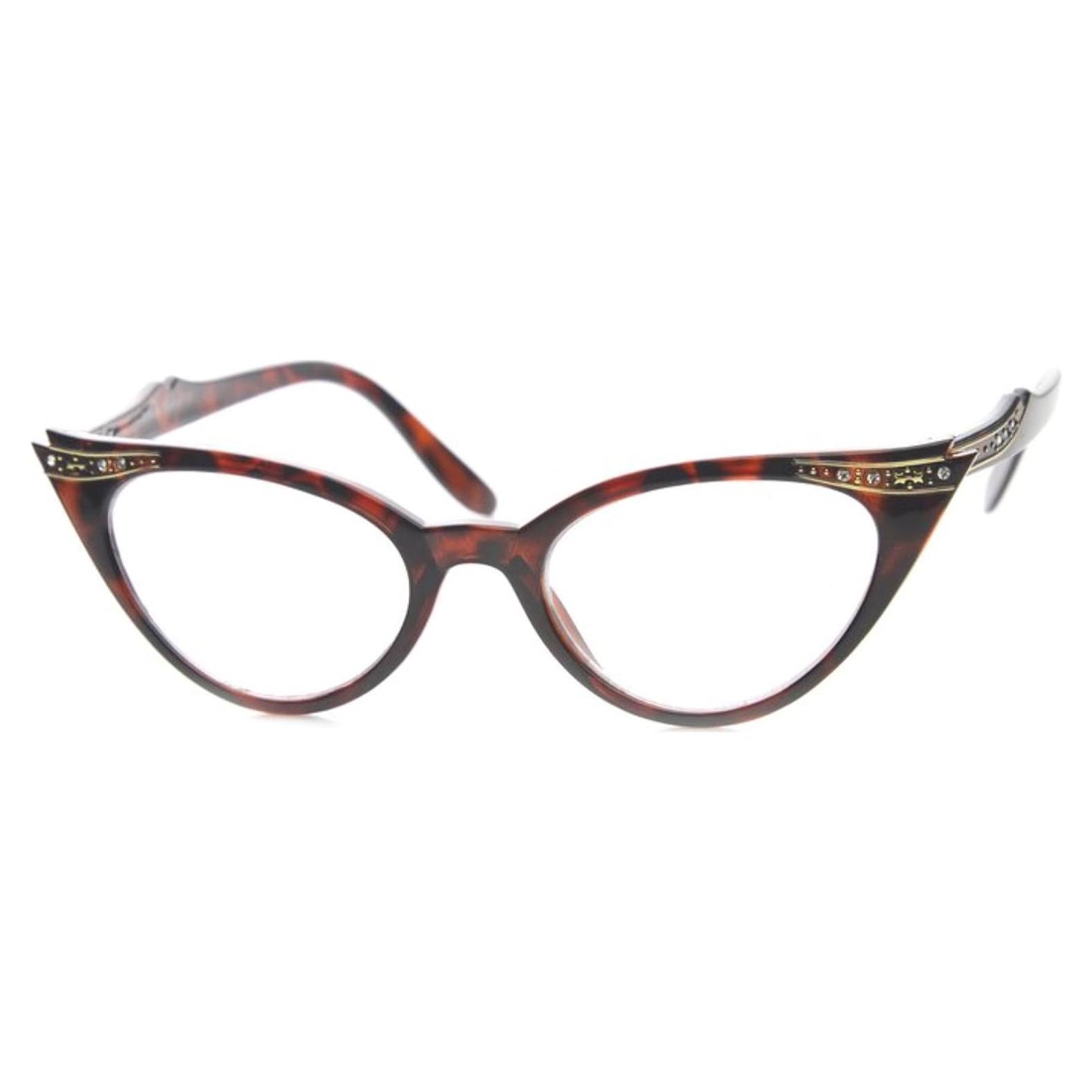 Gafas Ojo de Gato Carey con Rhinestones Vintage 80s