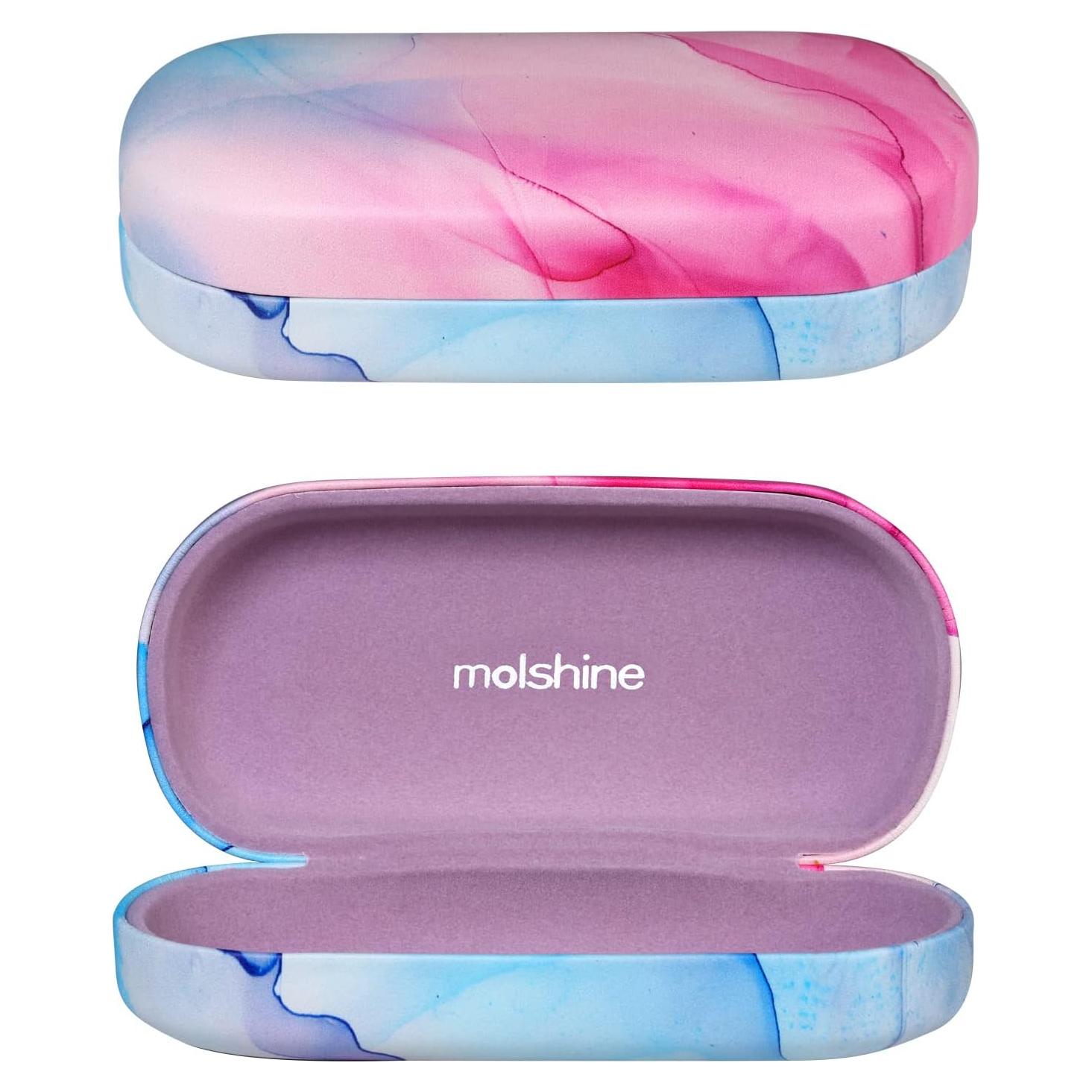 Funda Dura Molshine para Gafas de Sol Rosa Pálido 15.6x7cm
