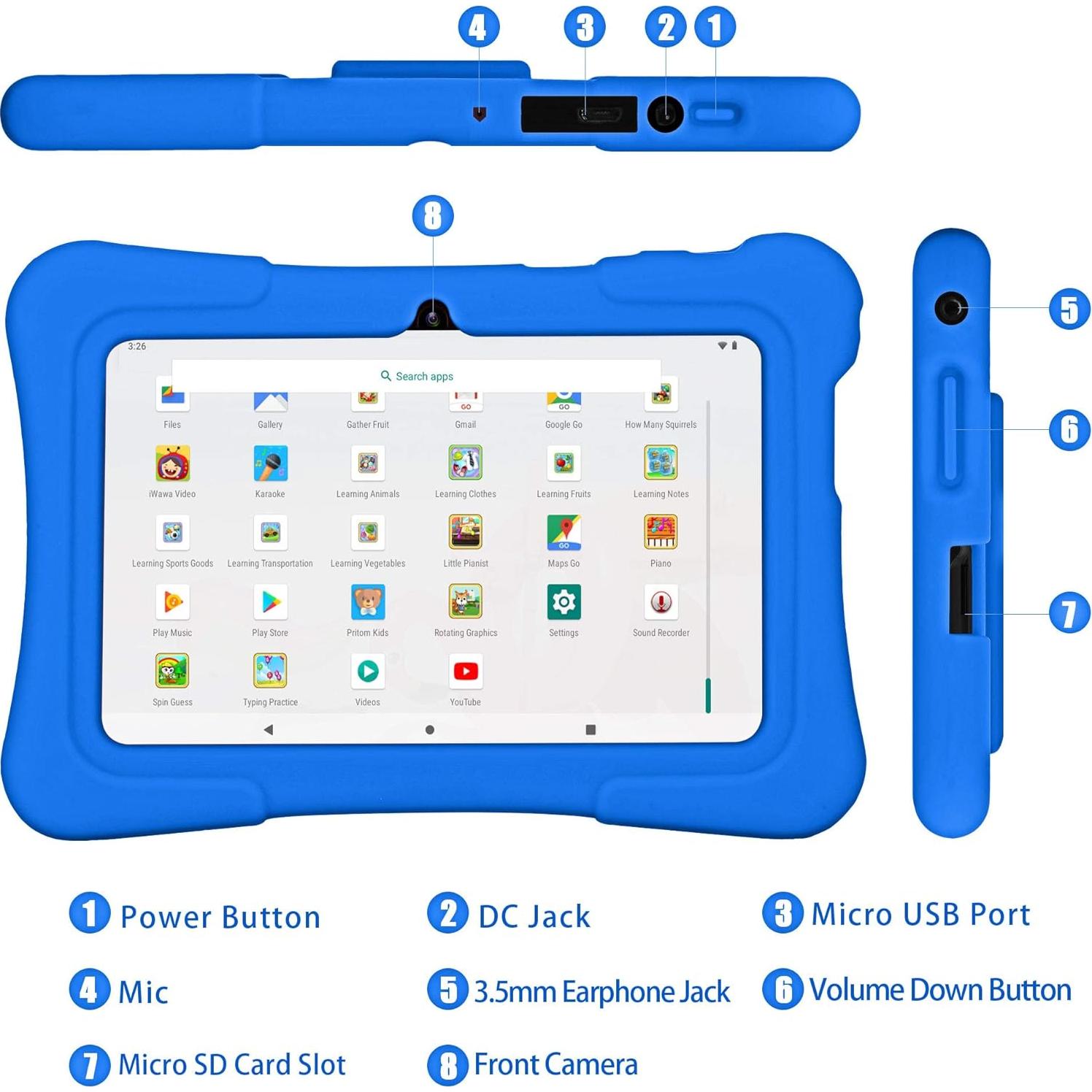 Tableta para Niños PRITOM K7 7" Android 13 32GB WiFi Bluetooth