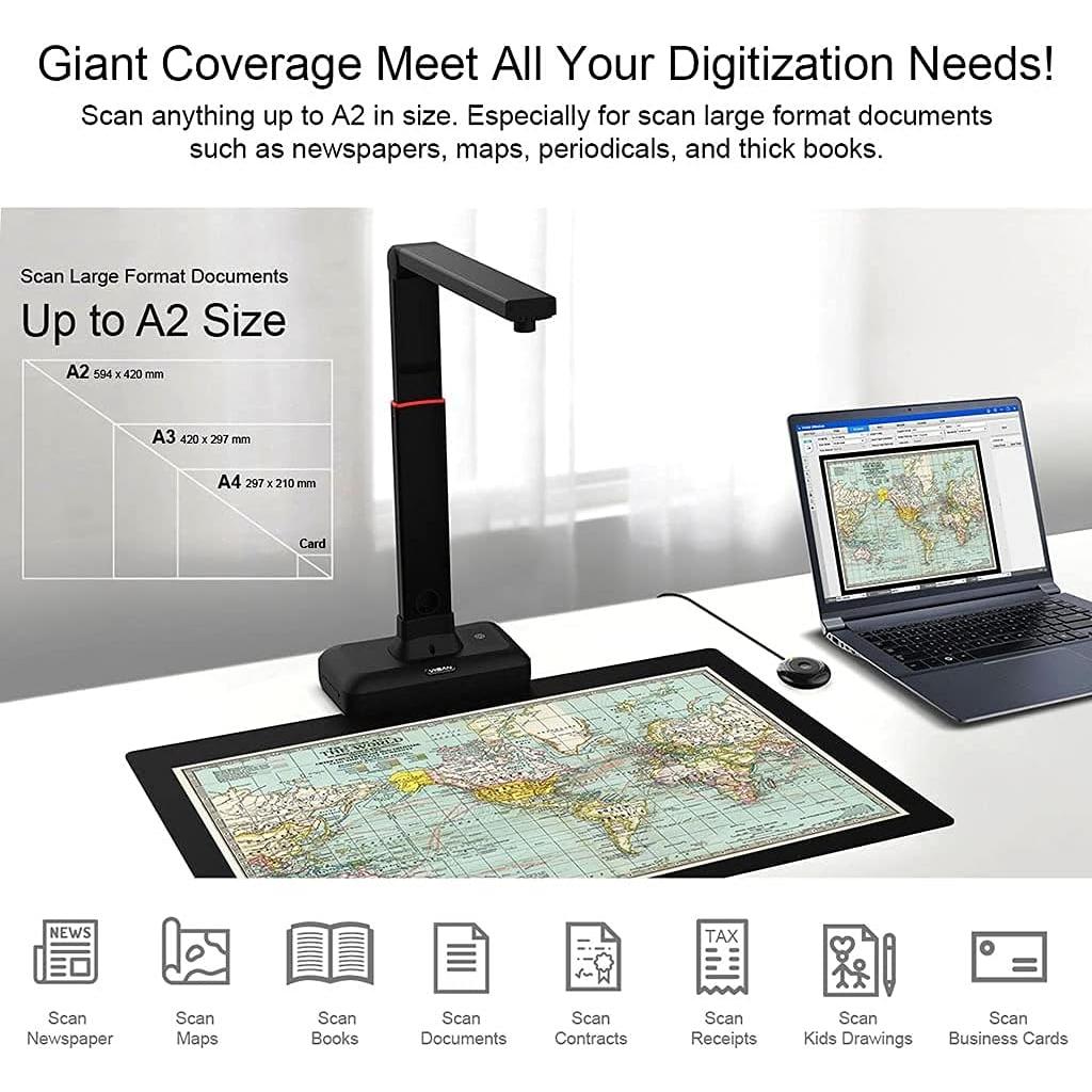 Escáner de libros VIISAN S21 A2 26MP USB OCR multilingüe