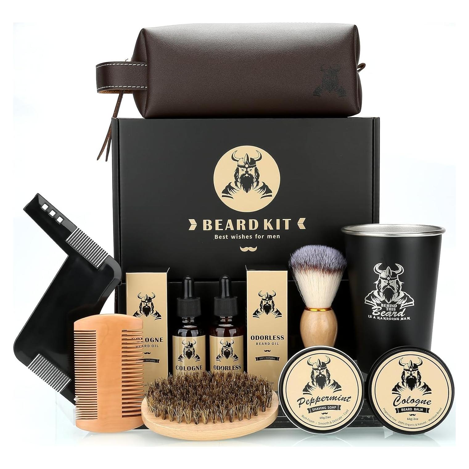 Kit de Cuidado de Barba EXREIZST 10 Piezas Aceites y Jabón