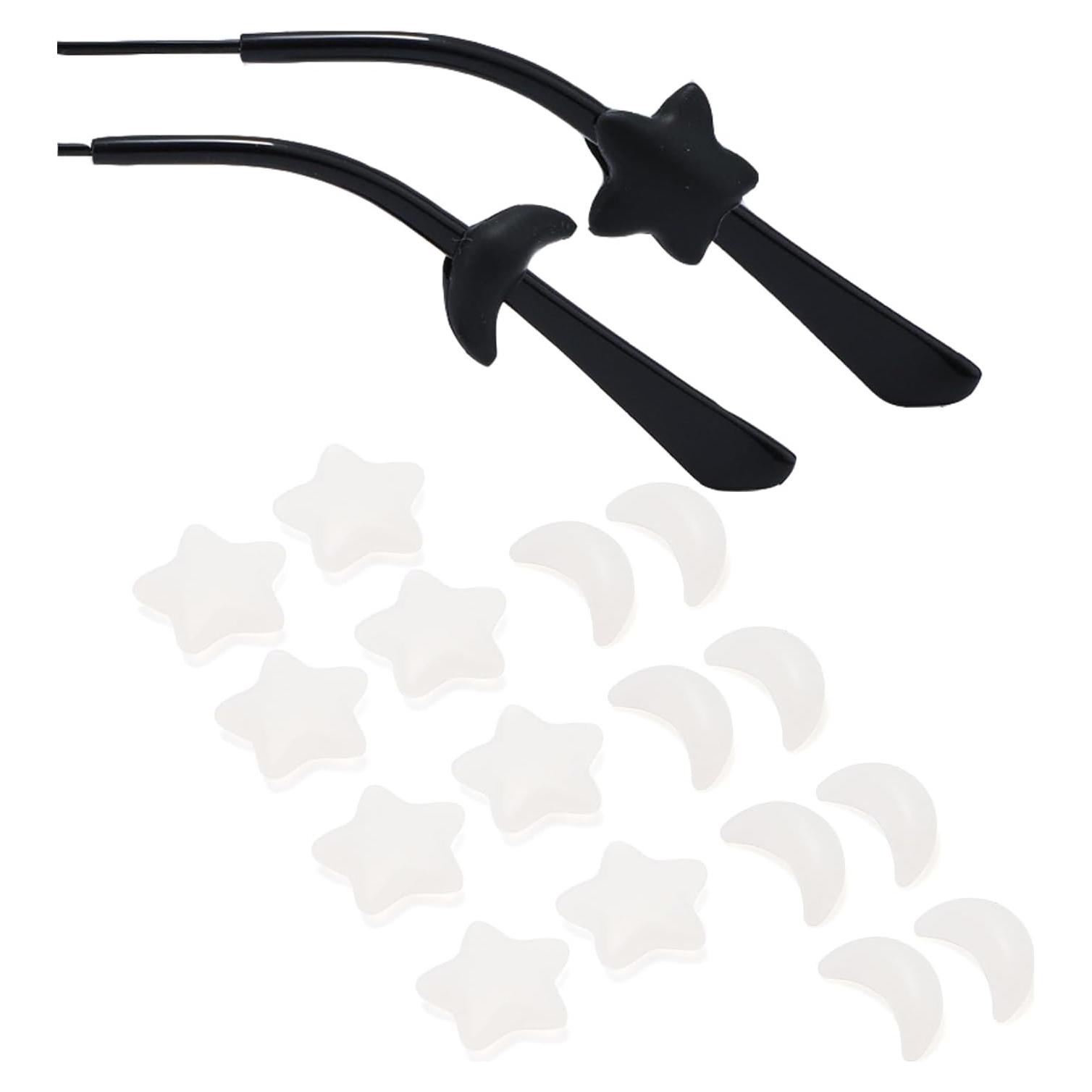 Agarraderas de Oído para Gafas Silicona 8 Pares Estrella/Luna