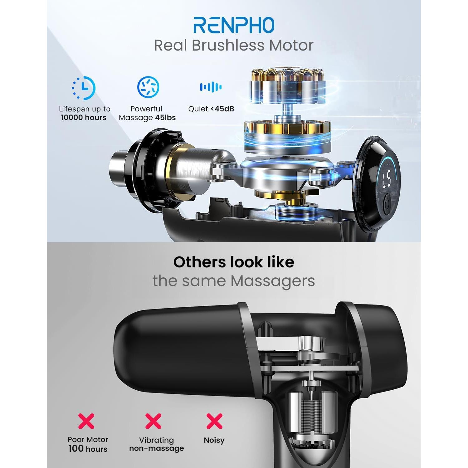 Pistola de Masaje RENPHO RP-GM171-N1 Portátil 5 Velocidades