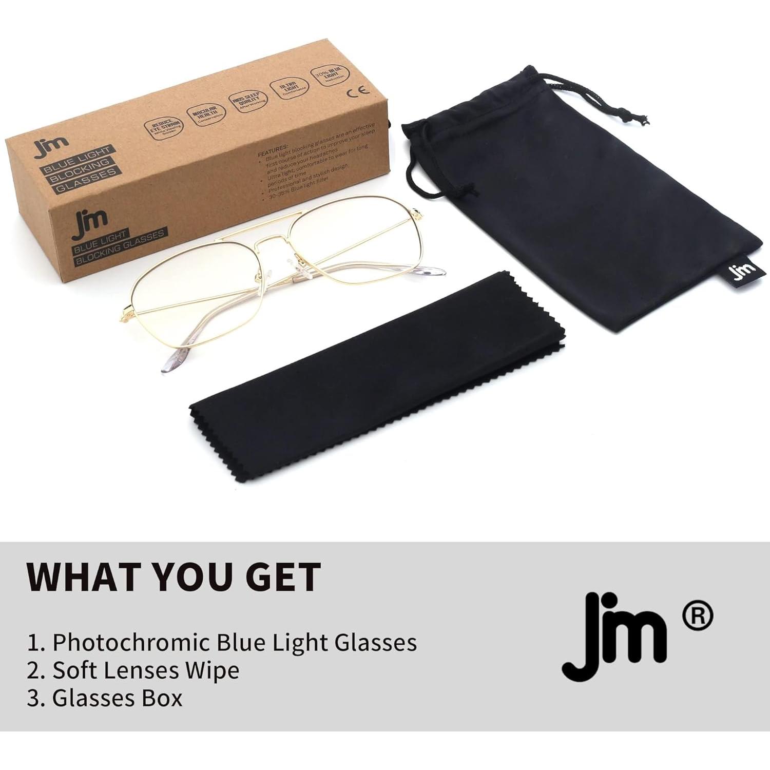 Gafas de Bloqueo Luz Azul JM Aviador Cuadradas Antirreflejo