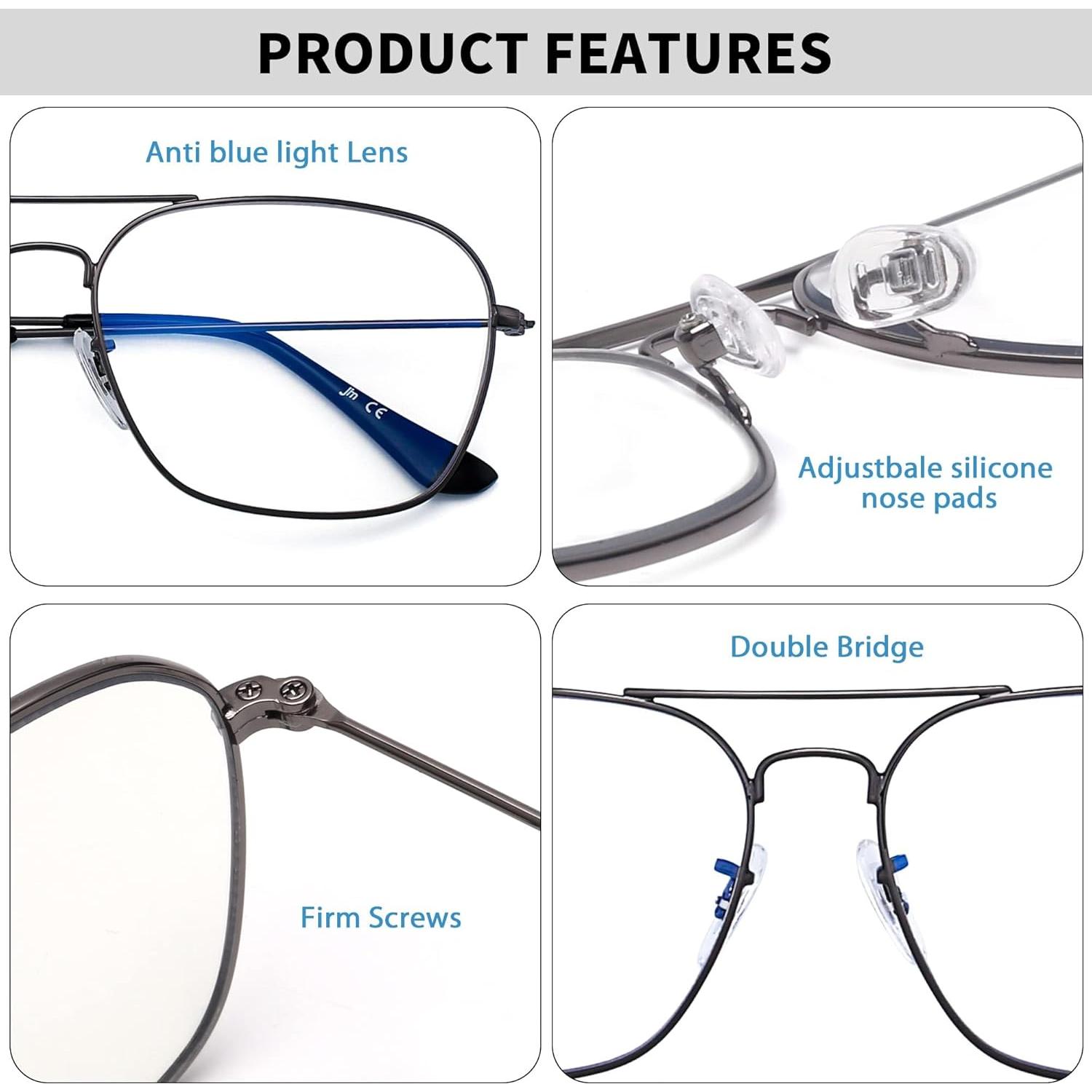 Gafas JM Antirreflejo Bloqueo Luz Azul Aviador 58mm