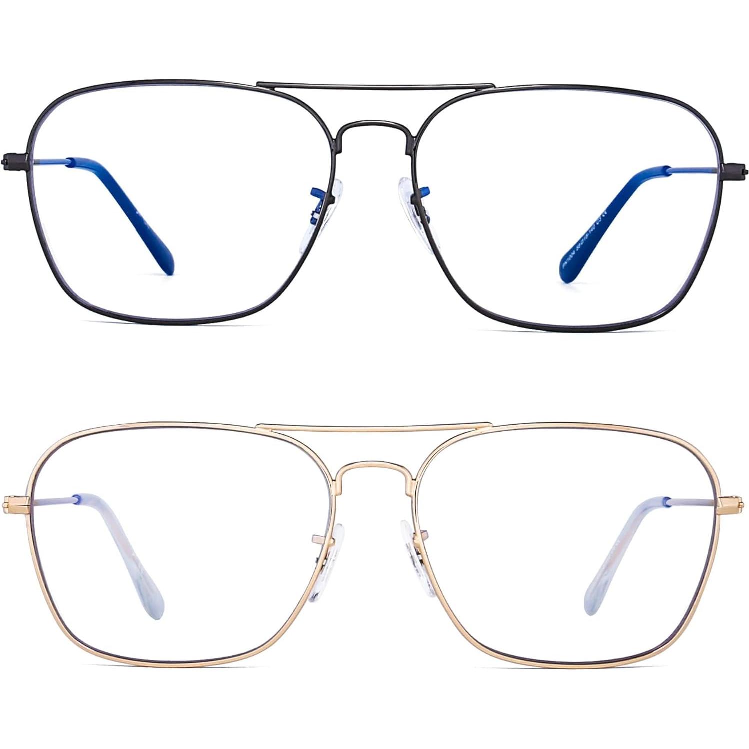 Gafas JM Antirreflejo Aviador Luz Azul 58mm Oro Gunmetal