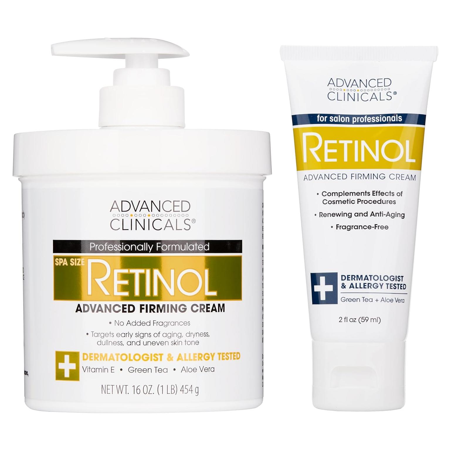 Advanced Clinicals Retinol Body Lotion & Face Moisturizer | Anti Aging Skin Care Retinol Body Cream For Women & Men Improves Appearance Of Fine Lines, Wrinkles, & Look Of Crepey Skin, W/Travel Size