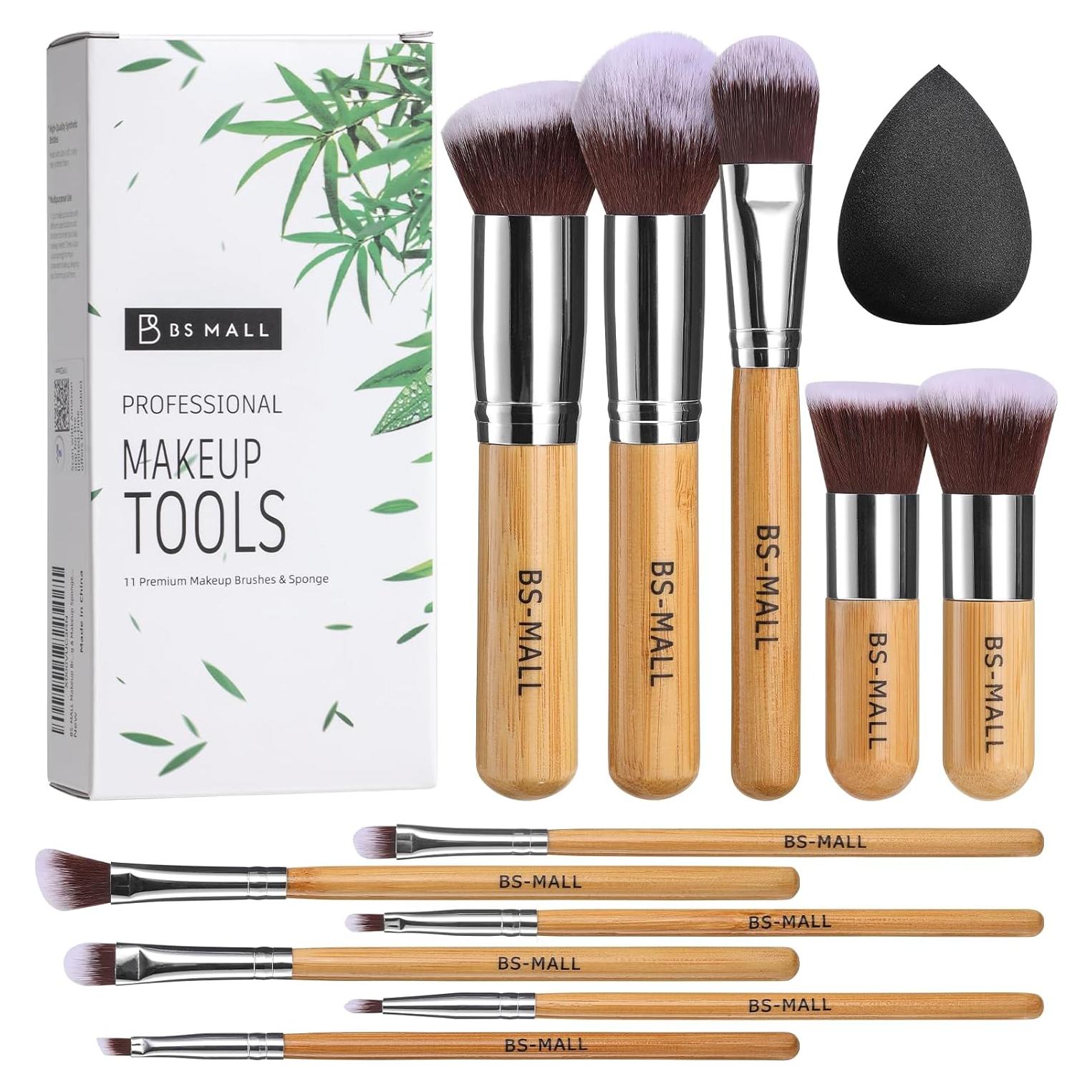 Juego de Brochas de Maquillaje BS-MALL 11 Piezas Sintéticas