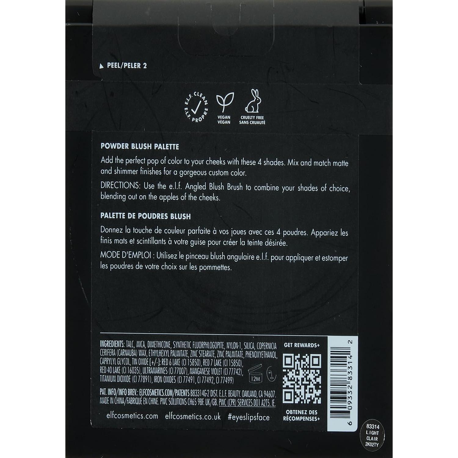 Paleta de Rubor en Polvo e.l.f. Cosmetics - 4 Tonos Ultra-Pigmentados