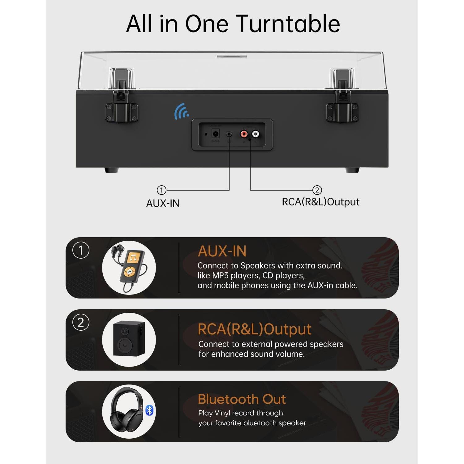Reproductor de Discos Automático MYKESONIC AT-3600L Bluetooth