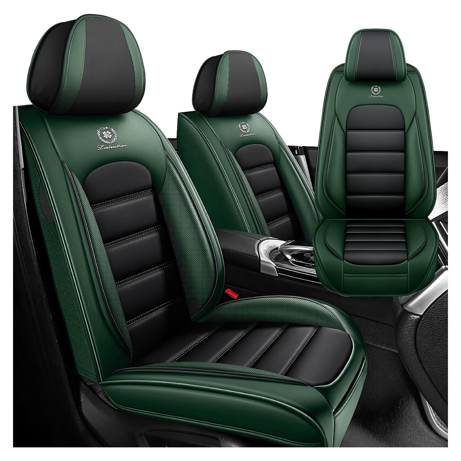 Fundas de Asiento Iceleather para Saab 9-3 1999-2011, Juego Frontal Negro y Verde
