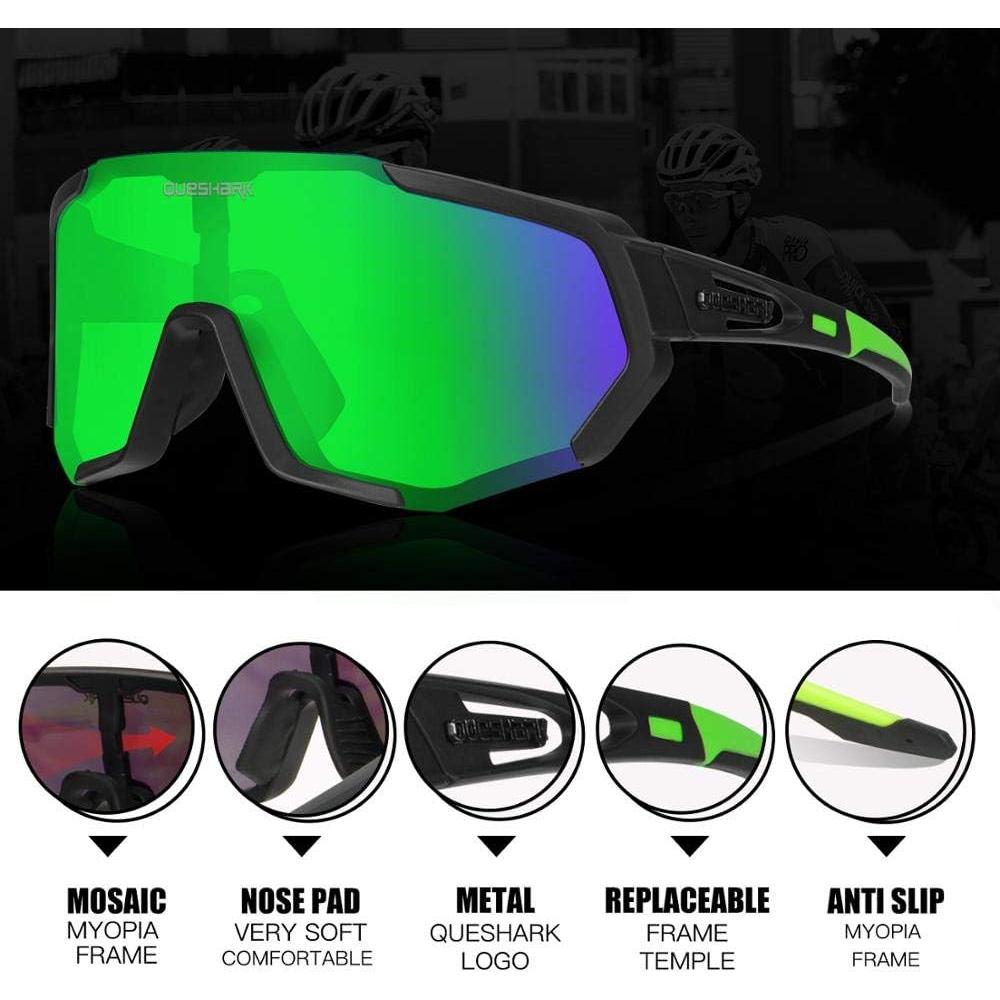 Gafas de Ciclismo Queshark con 3 Lentes Polarizadas