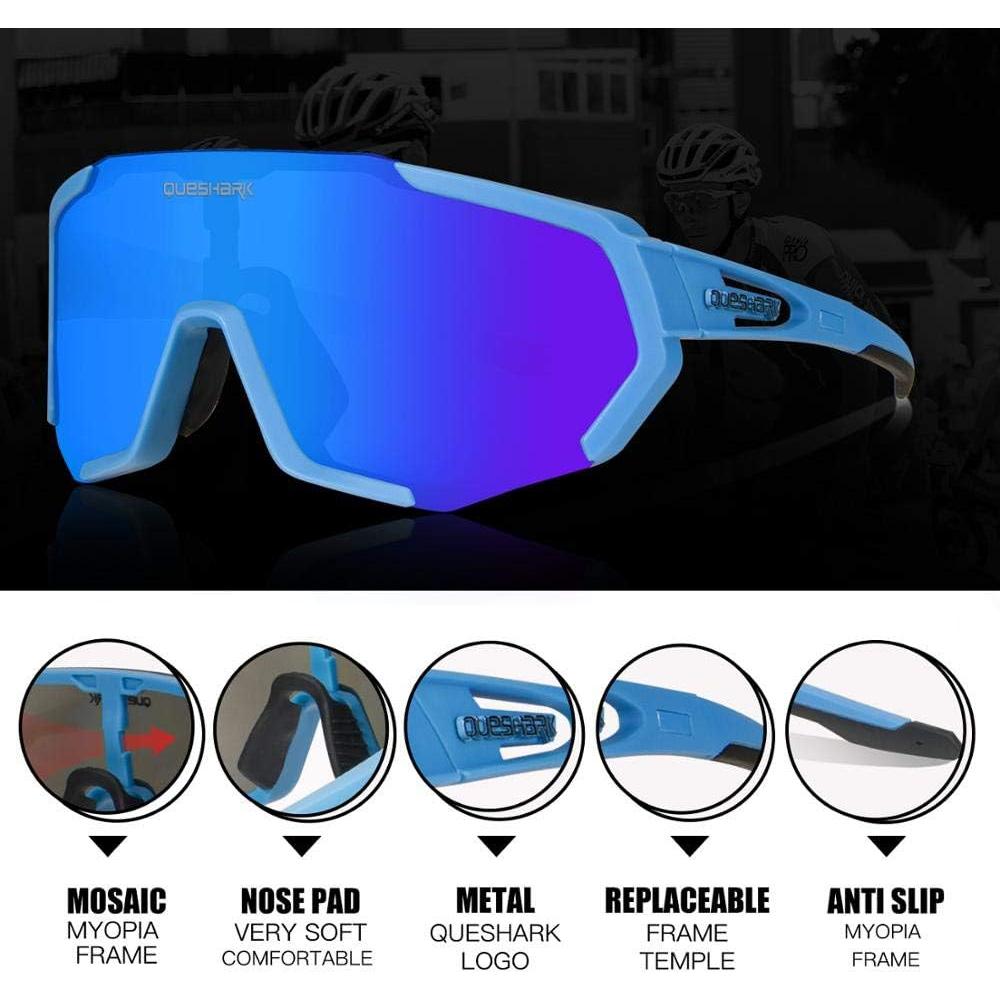 Gafas de Ciclismo Queshark QE48 Polarizadas 3 Lentes UV400