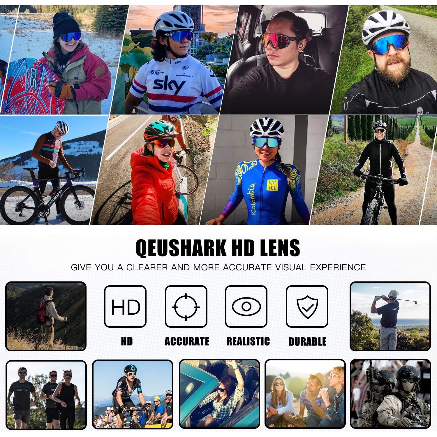 Gafas de Ciclismo Queshark QE48 Polarizadas 3 Lentes UV400