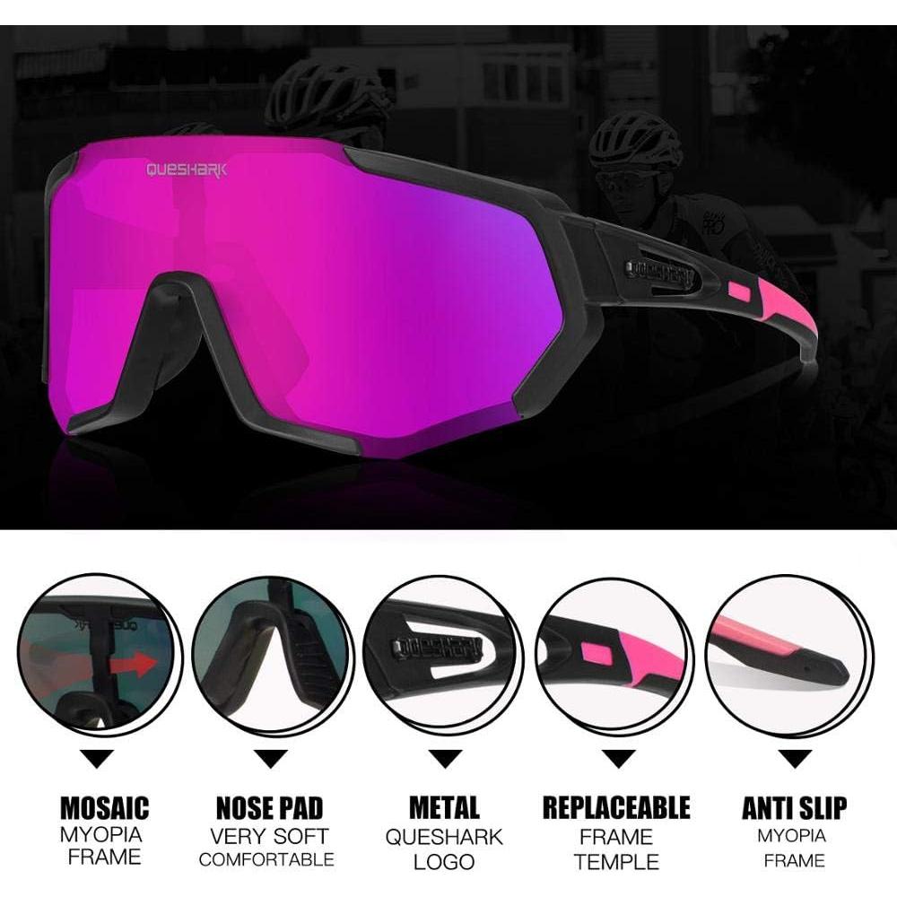 Gafas de Ciclismo Queshark con 3 Lentes Polarizadas