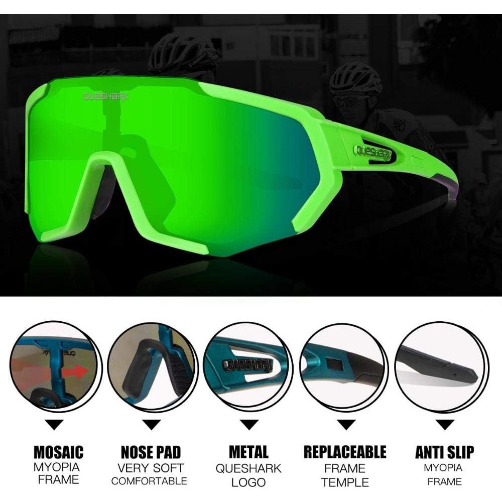 Gafas de Ciclismo Queshark con 3 Lentes Polarizadas UV400
