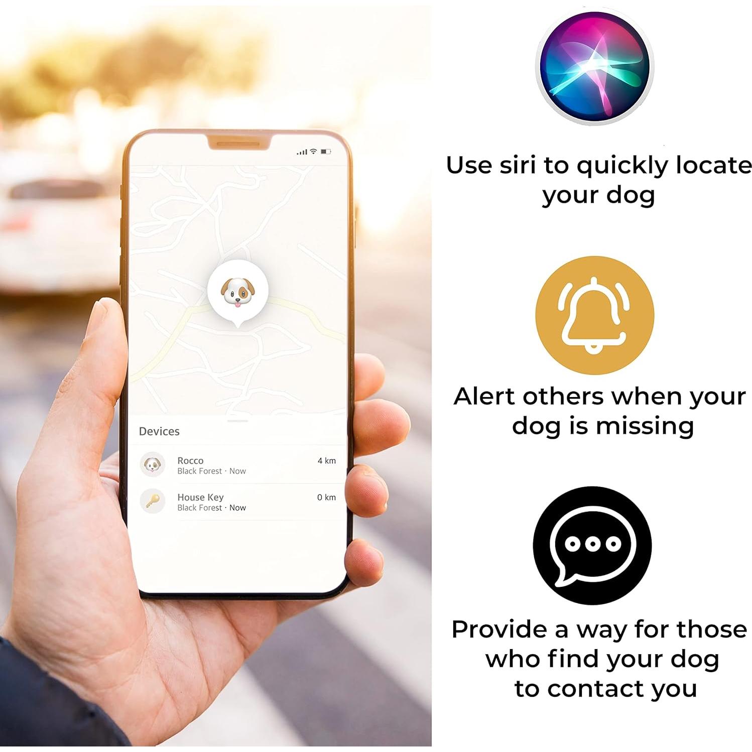 Collar para Perros Pup Culture AirTag | Soporte Negro 2,54 cm